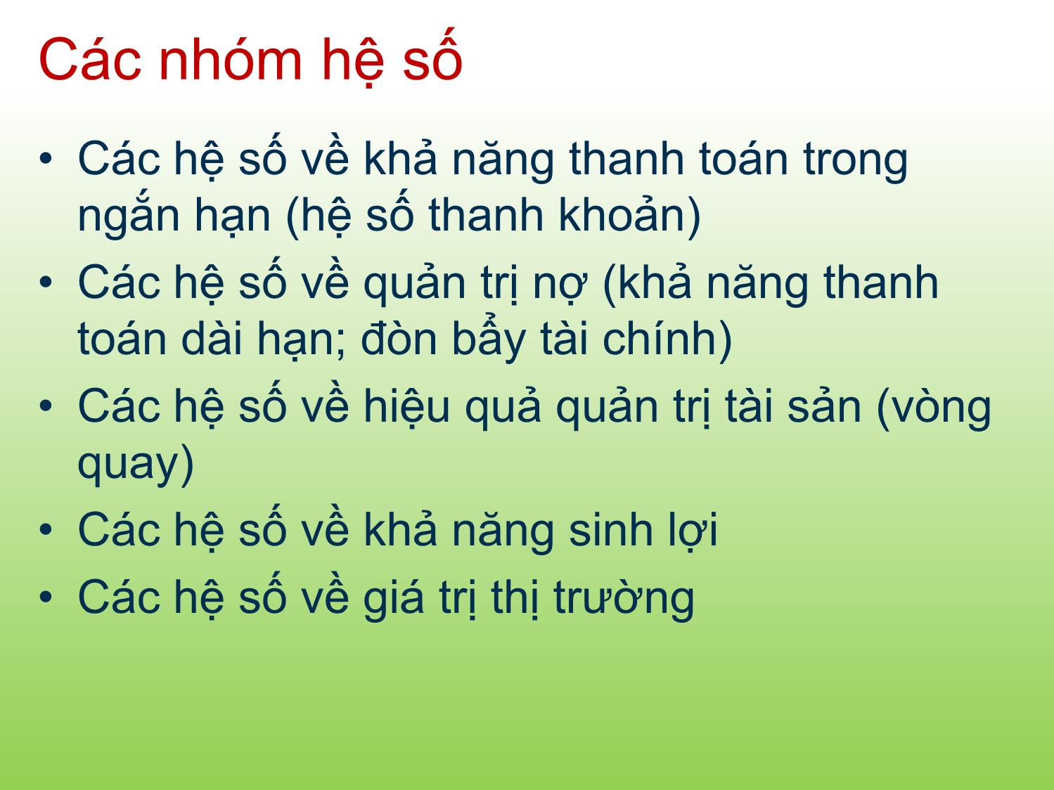 Bài giảng Tài chính doanh nghiệp - Chương 3: Phân tích báo cáo tài chính - Trần Thị Thái Hà trang 6