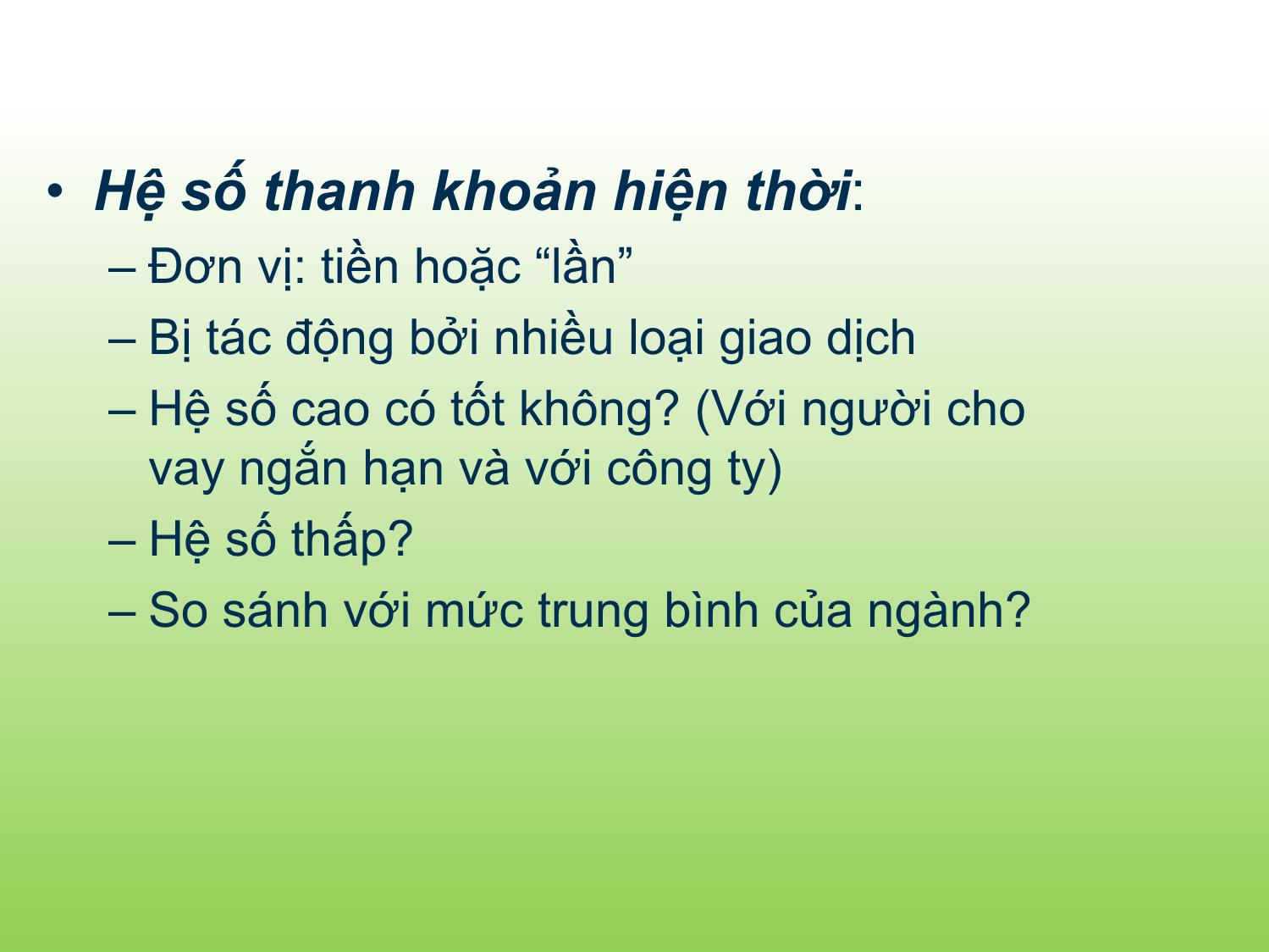 Bài giảng Tài chính doanh nghiệp - Chương 3: Phân tích báo cáo tài chính - Trần Thị Thái Hà trang 9