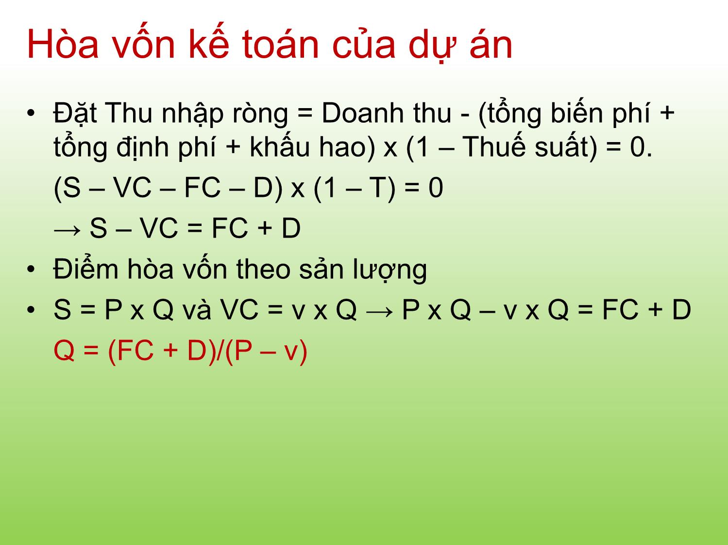 Bài giảng Tài chính doanh nghiệp - Chương 9: Phân tích hòa vốn và đòn bẩy - Trần Thị Thái Hà trang 9