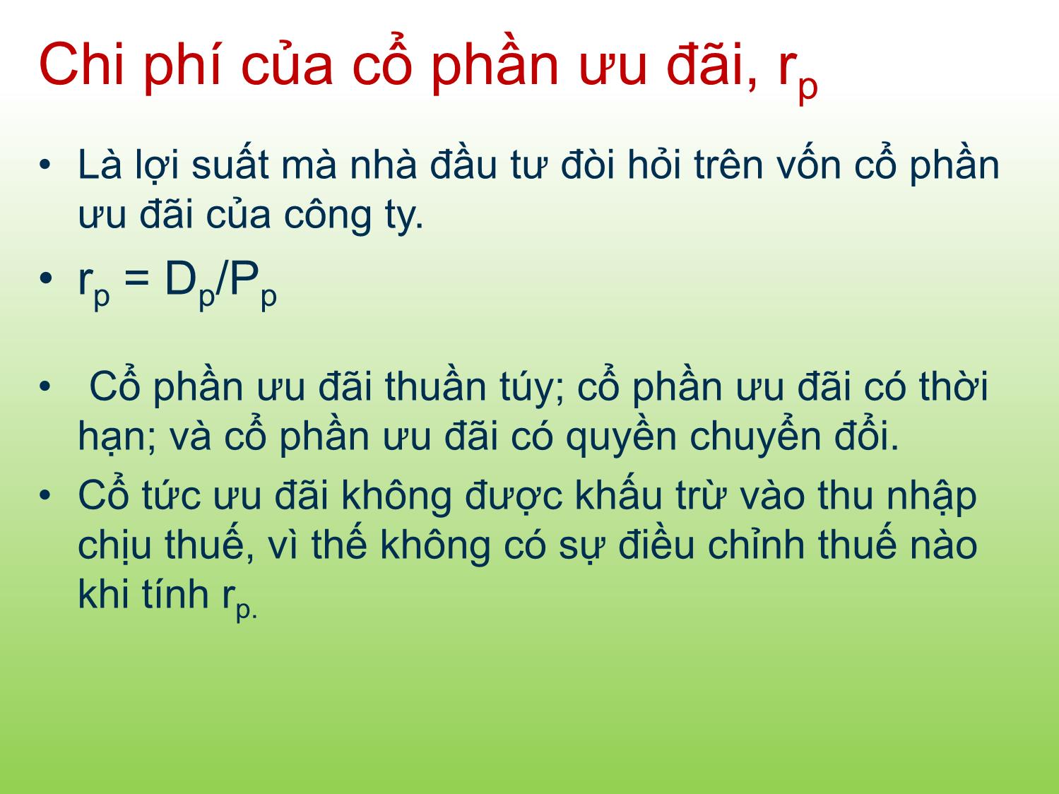 Bài giảng Tài chính doanh nghiệp - Chương 10: Chi phí của vốn - Trần Thị Thái Hà trang 10