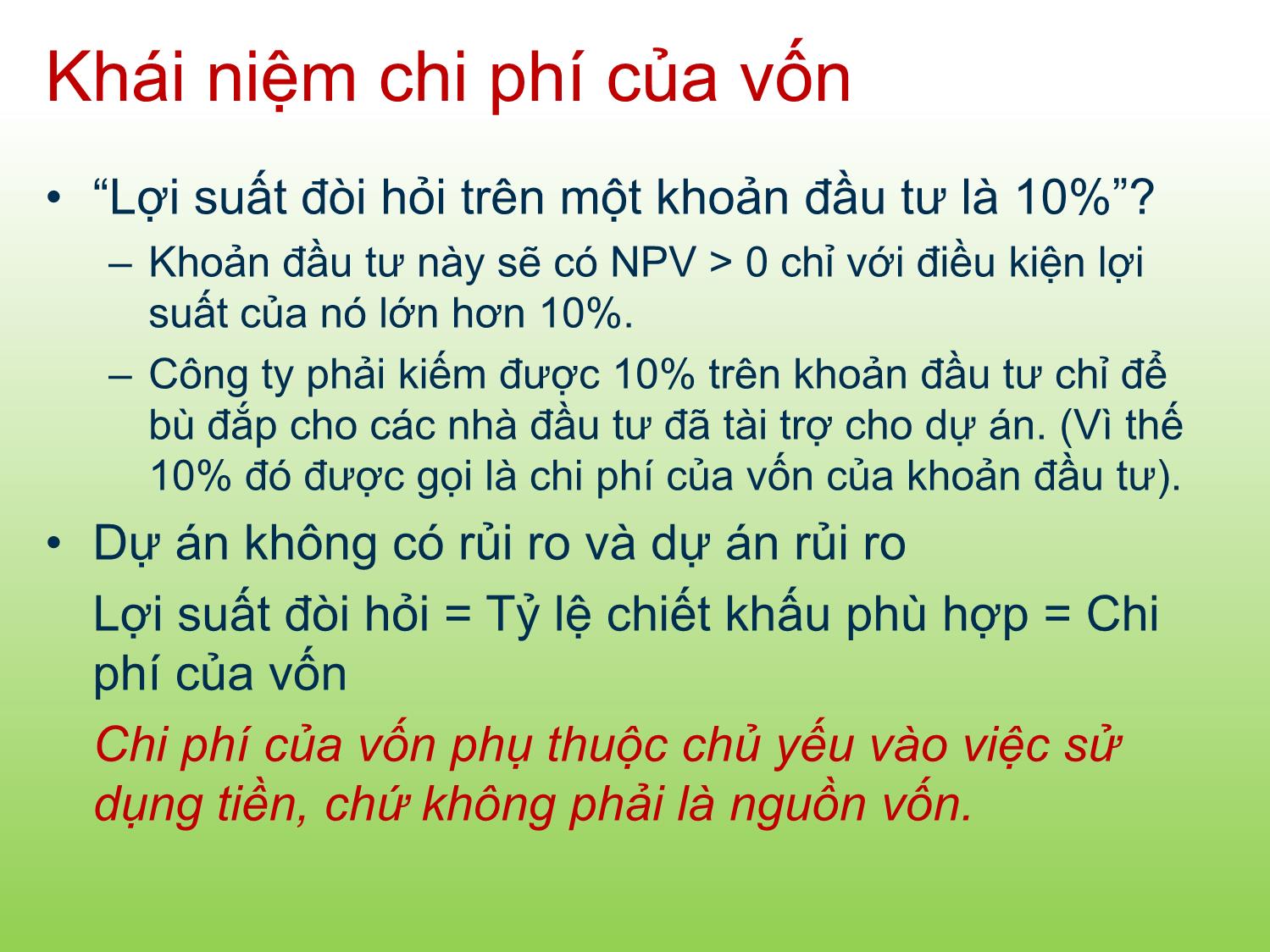 Bài giảng Tài chính doanh nghiệp - Chương 10: Chi phí của vốn - Trần Thị Thái Hà trang 5