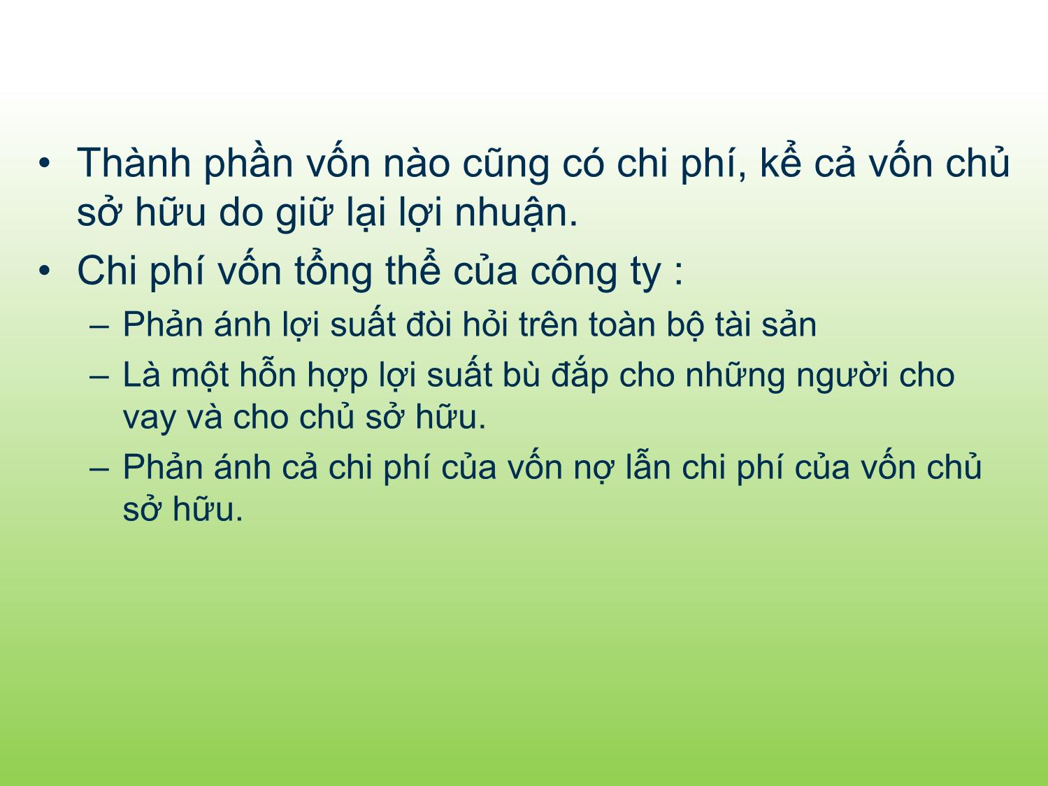 Bài giảng Tài chính doanh nghiệp - Chương 10: Chi phí của vốn - Trần Thị Thái Hà trang 7