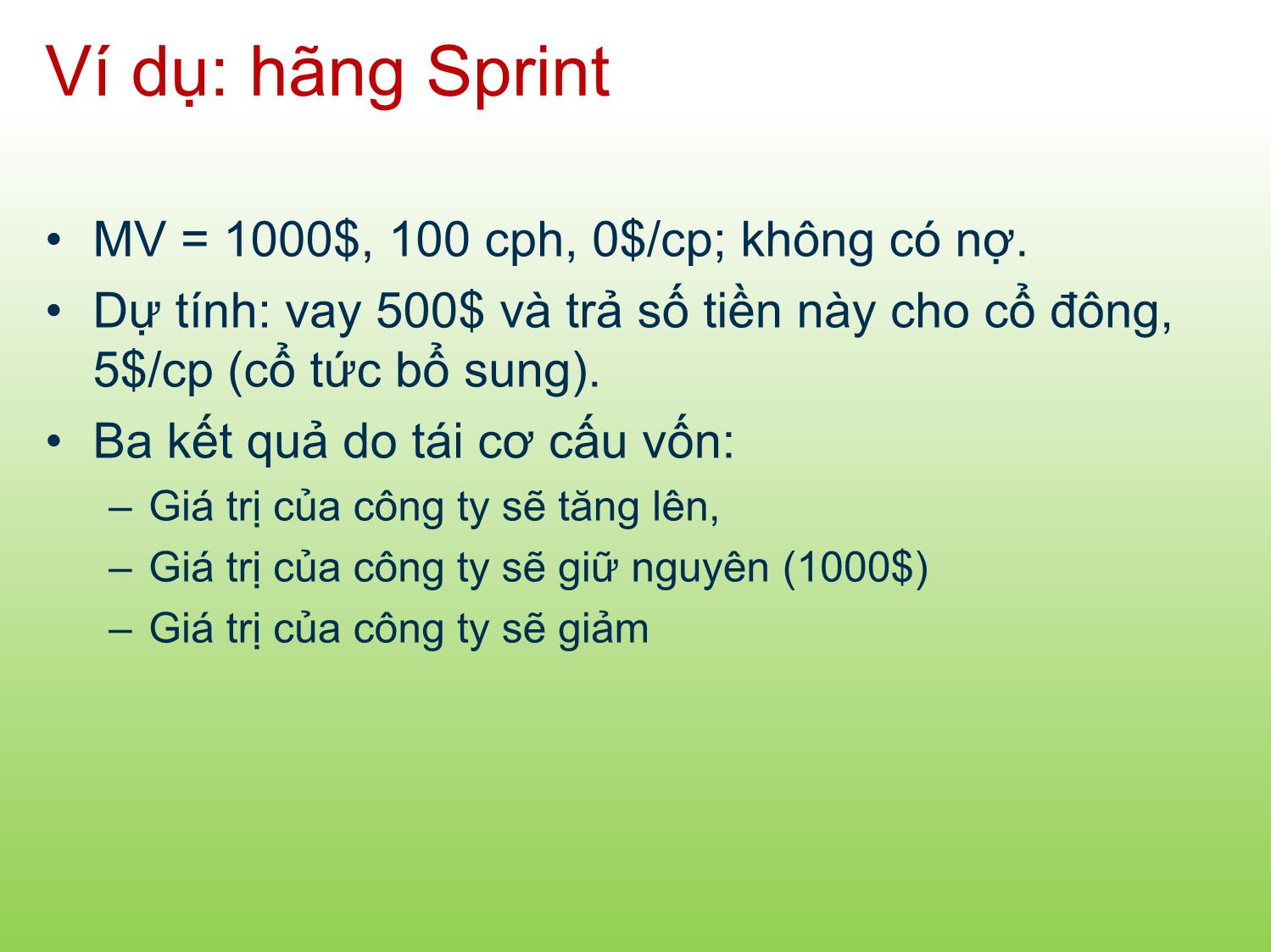 Bài giảng Tài chính doanh nghiệp - Chương 11: Cơ cấu vốn - Trần Thị Thái Hà trang 8