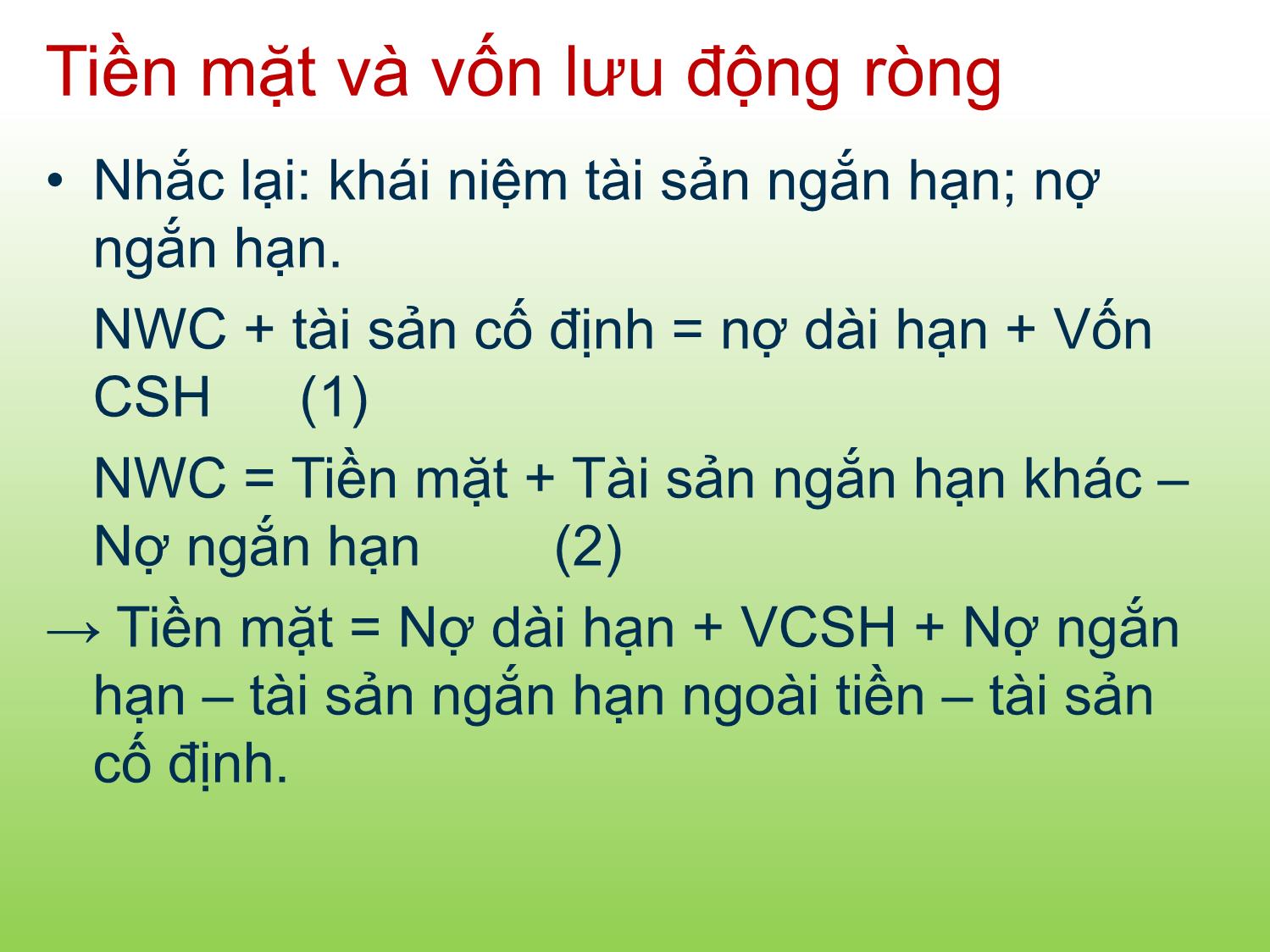 Bài giảng Tài chính doanh nghiệp - Chương 12: Quản trị tồn quỹ và thanh khoản - Trần Thị Thái Hà trang 5