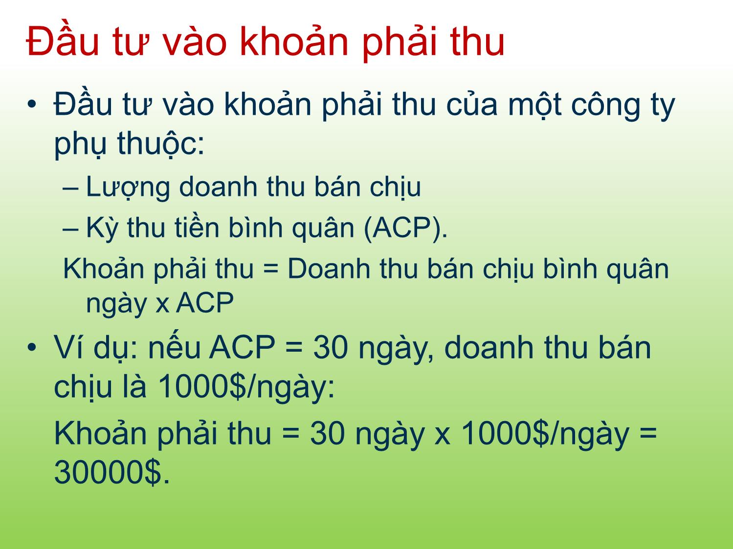 Bài giảng Tài chính doanh nghiệp - Chương 13: Quản trị tín dụng và hàng tồn kho - Trần Thị Thái Hà trang 6