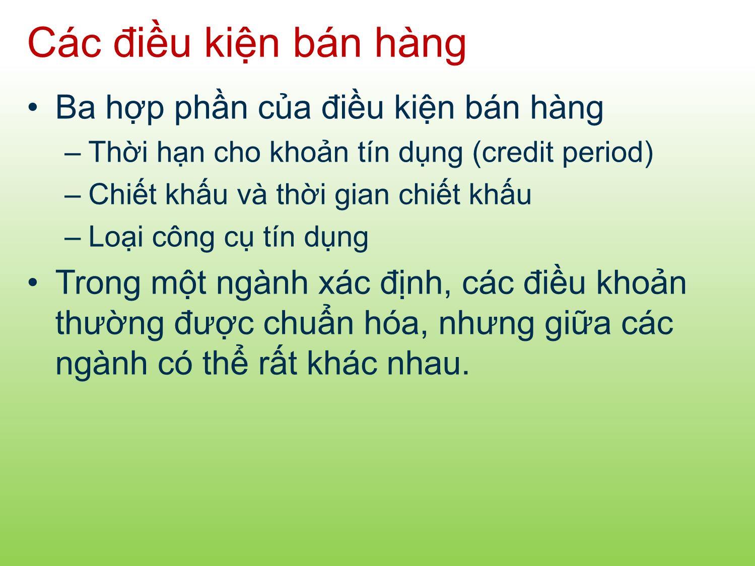 Bài giảng Tài chính doanh nghiệp - Chương 13: Quản trị tín dụng và hàng tồn kho - Trần Thị Thái Hà trang 7