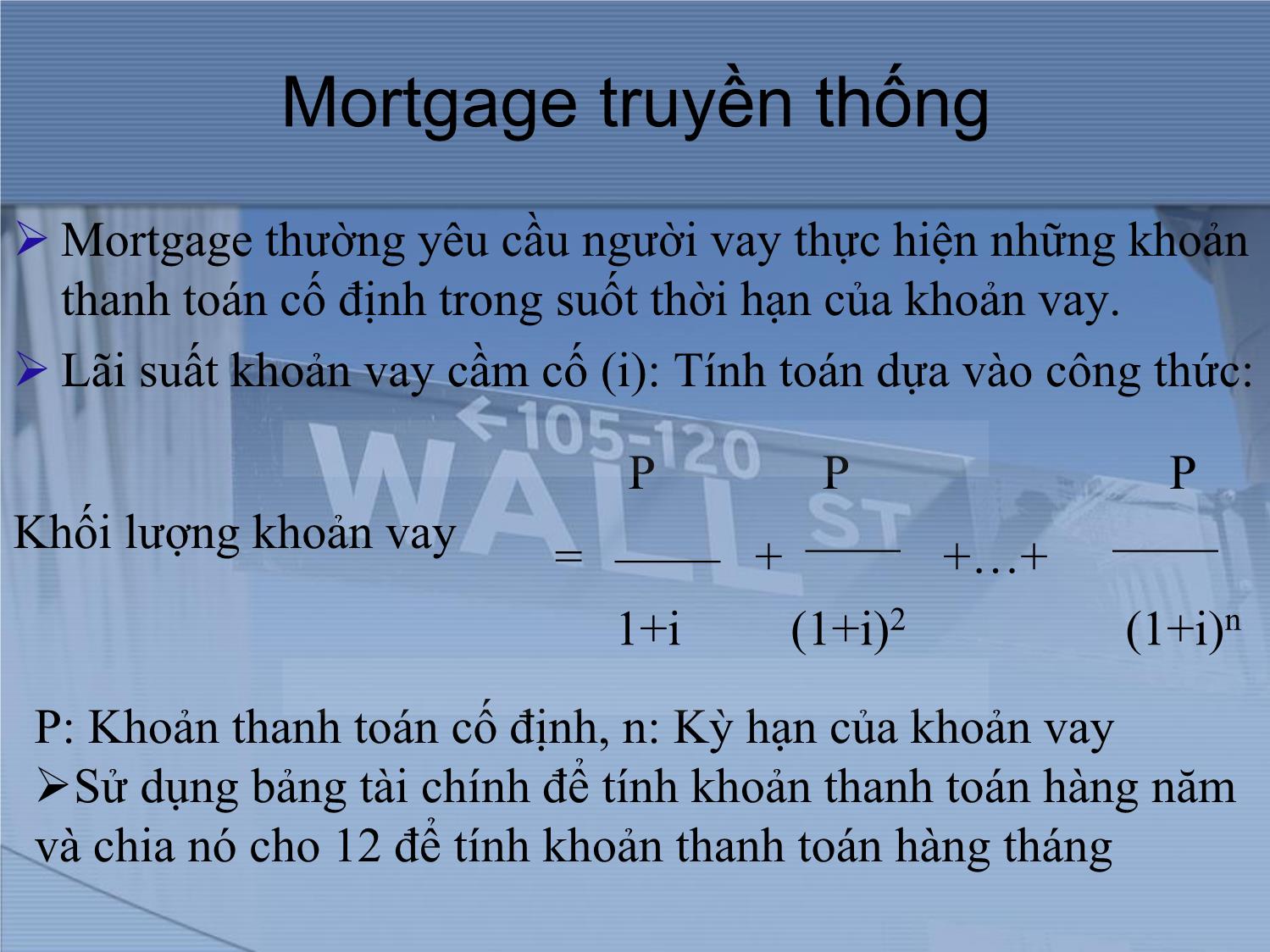 Bài giảng Thị trường tài chính và định chế tài chính - Chương 7: Thị trường khoản vay thế chấp bất động sản trang 3