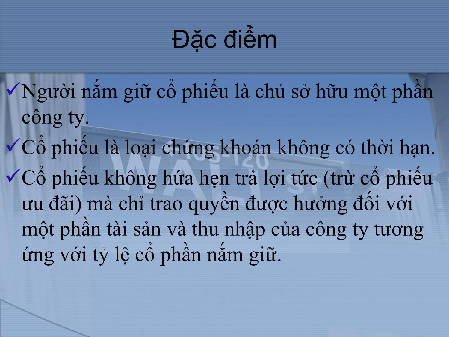 Bài giảng Thị trường tài chính và định chế tài chính - Thị trường cổ phiếu trang 3