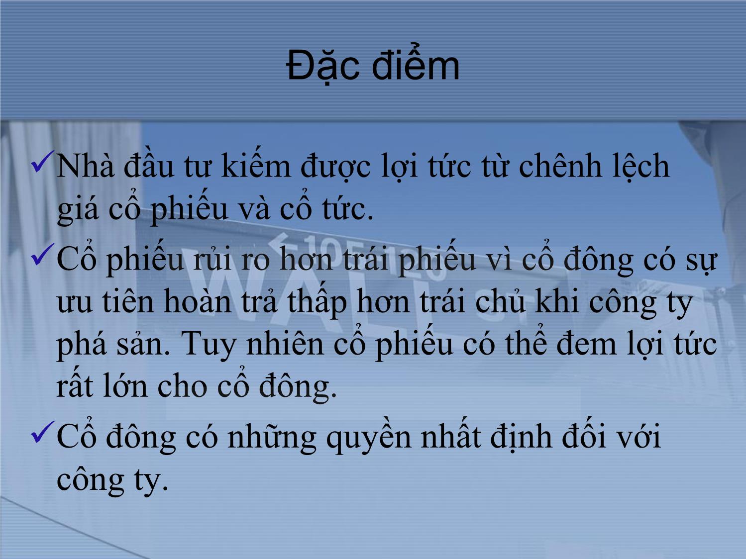 Bài giảng Thị trường tài chính và định chế tài chính - Thị trường cổ phiếu trang 4