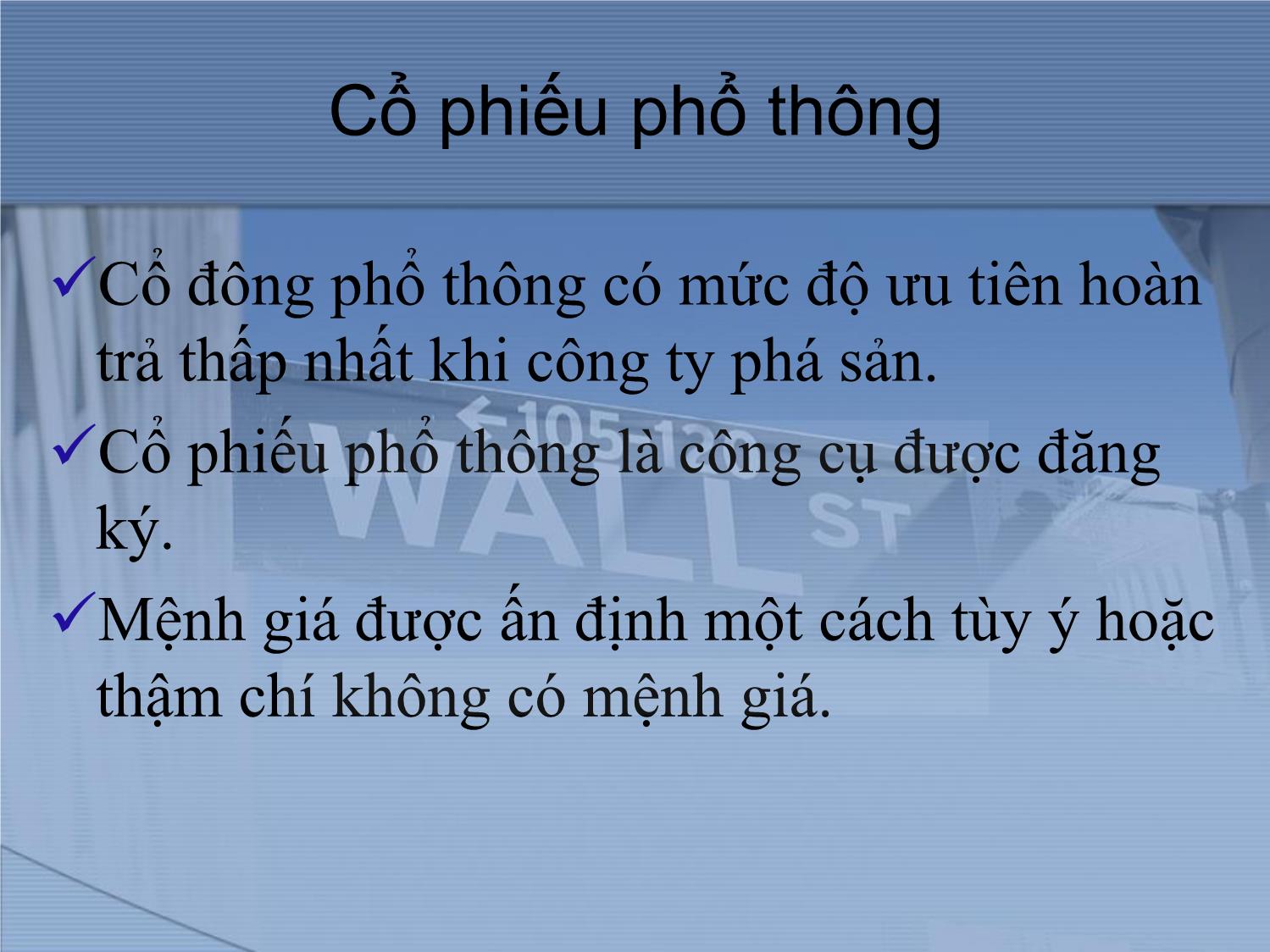 Bài giảng Thị trường tài chính và định chế tài chính - Thị trường cổ phiếu trang 5