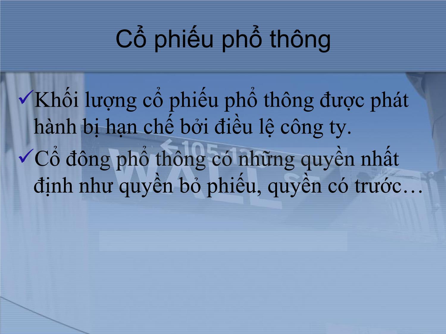 Bài giảng Thị trường tài chính và định chế tài chính - Thị trường cổ phiếu trang 6