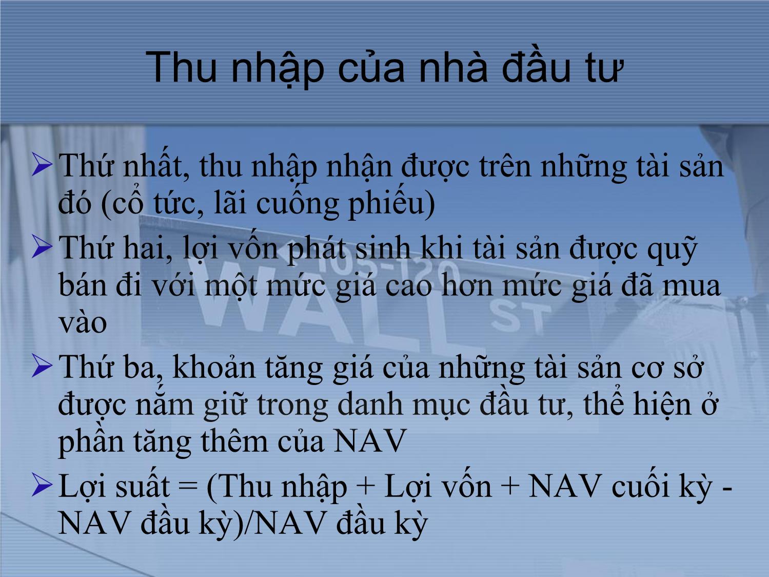 Bài giảng Thị trường tài chính và định chế tài chính - Chương 15: Quỹ đầu tư trang 6