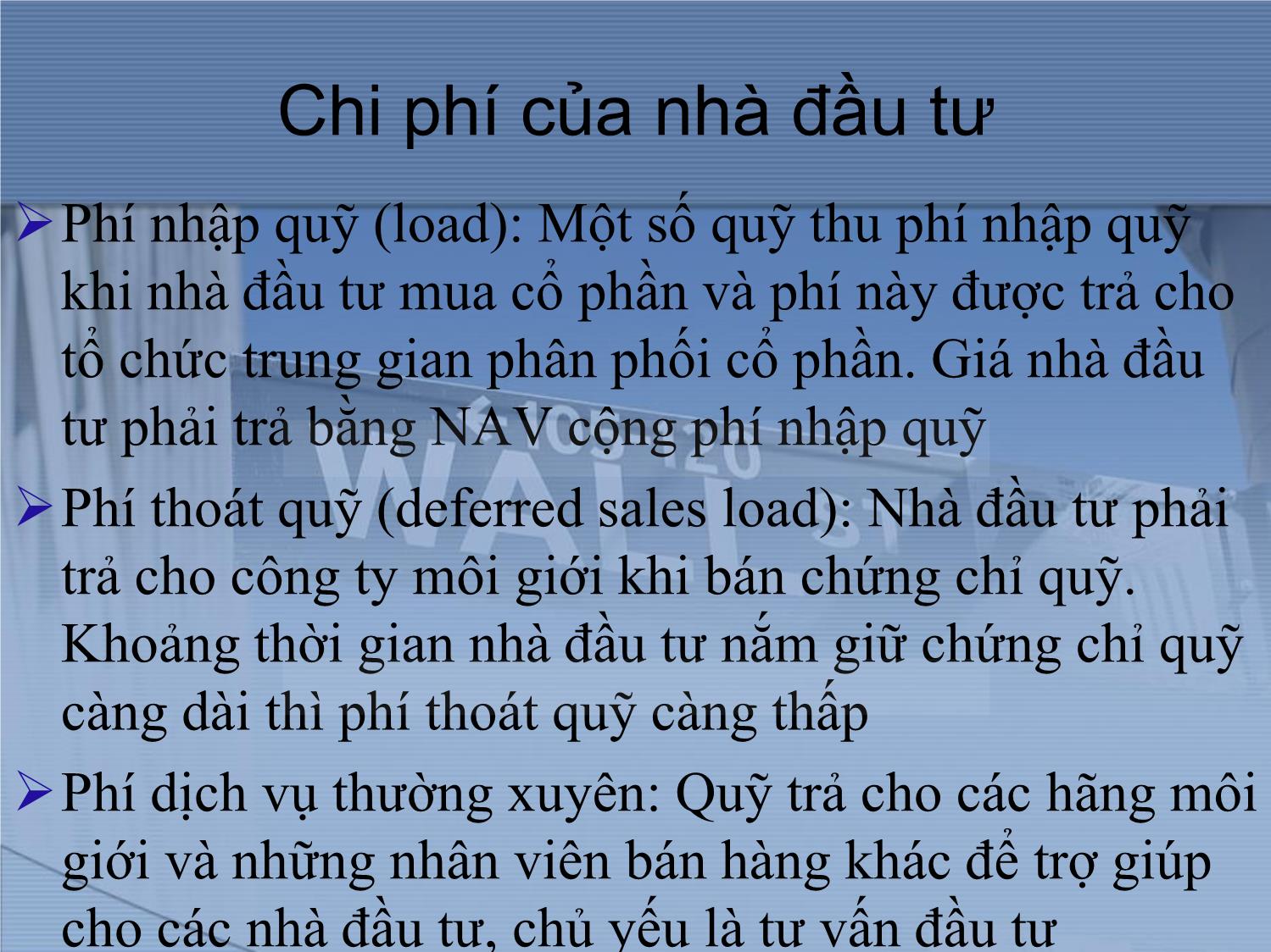 Bài giảng Thị trường tài chính và định chế tài chính - Chương 15: Quỹ đầu tư trang 7