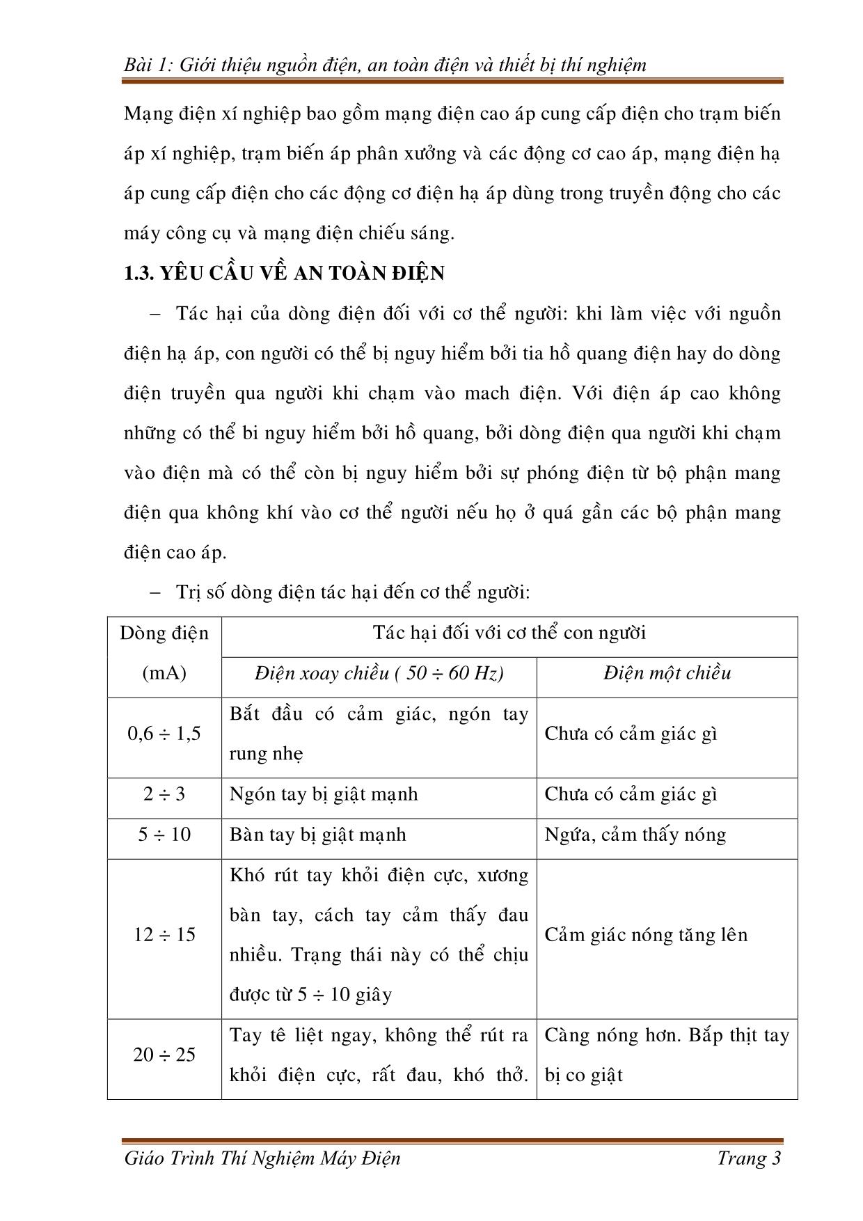 Giáo trình Công nghệ kỹ thuật điện. Điện tử - Thí nghiệm máy điện trang 10