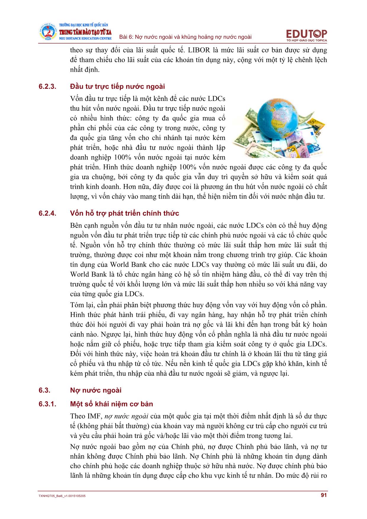 Giáo trình Tài chính quốc tế - Bài 6: Nợ nước ngoài và khủng hoảng nợ nước ngoài trang 6