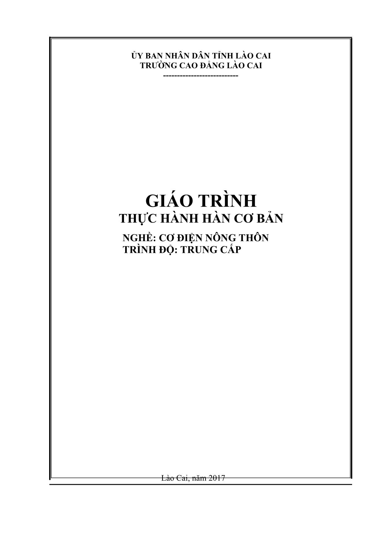 Giáo trình Cơ điện nông thôn - Thực hành hàn co bản trang 1