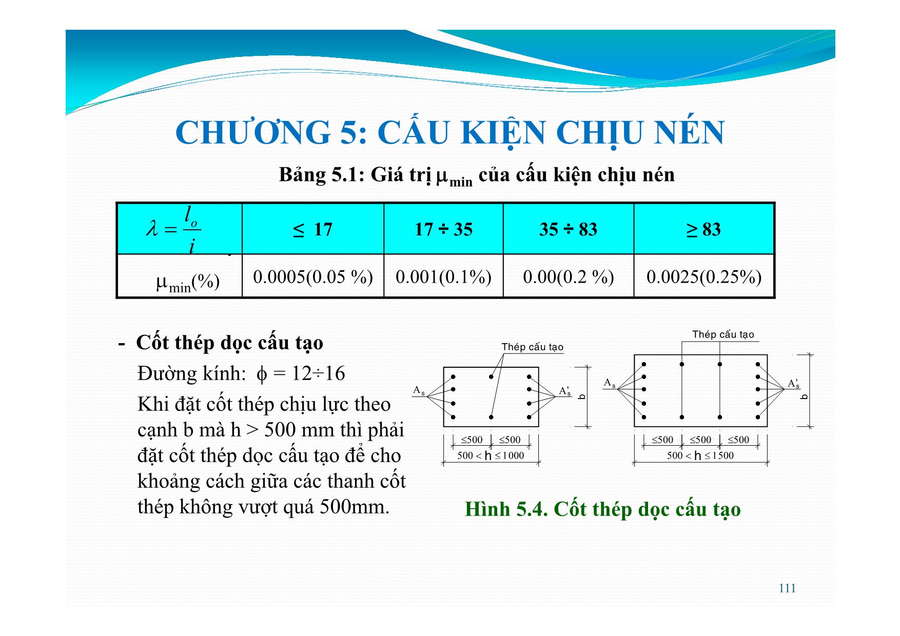 Bài giảng Bê tông cốt thép - Chương 5: Cấu kiện chịu nén trang 9