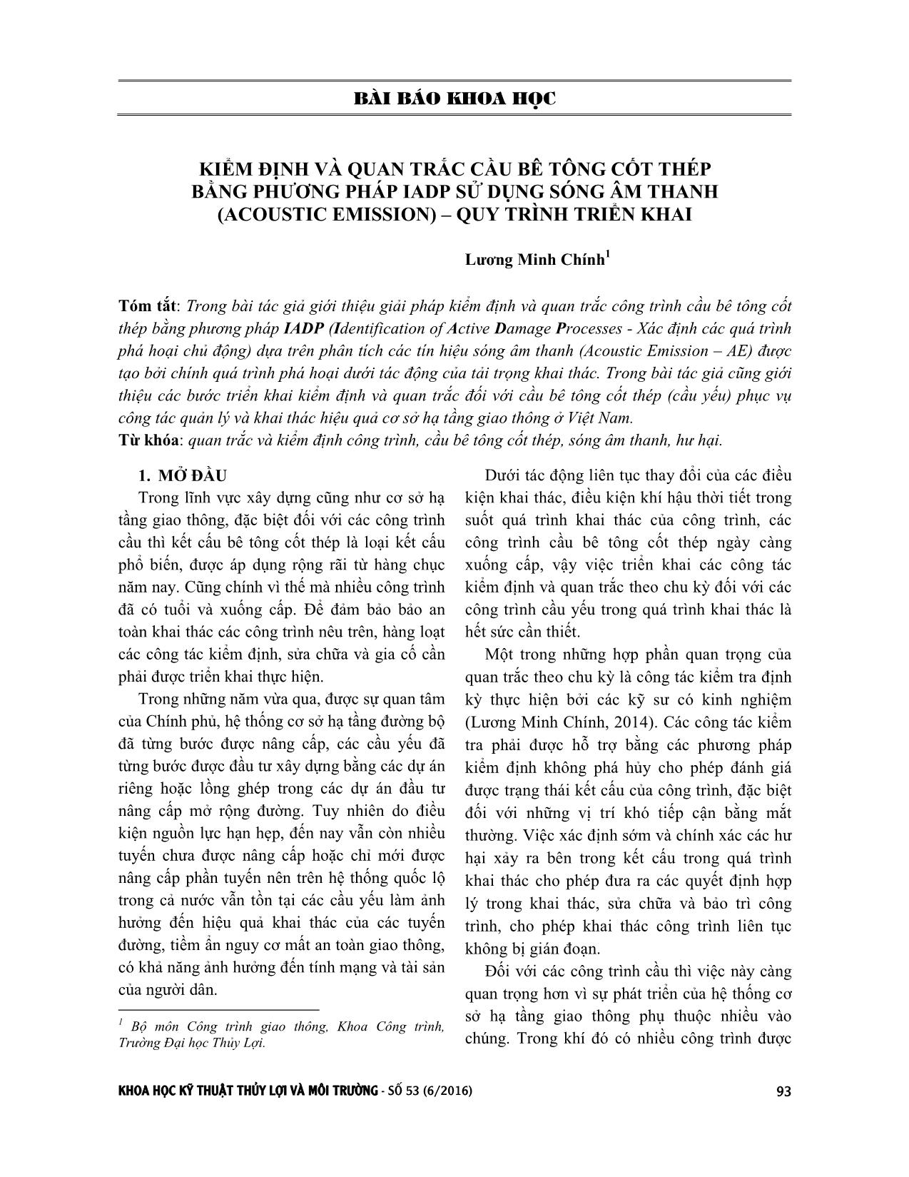 Kiểm định và quan trắc cầu bê tông cốt thép bằng phương pháp iadp sử dụng sóng âm thanh (Acoustic Emission) – quy trình triển khai trang 1