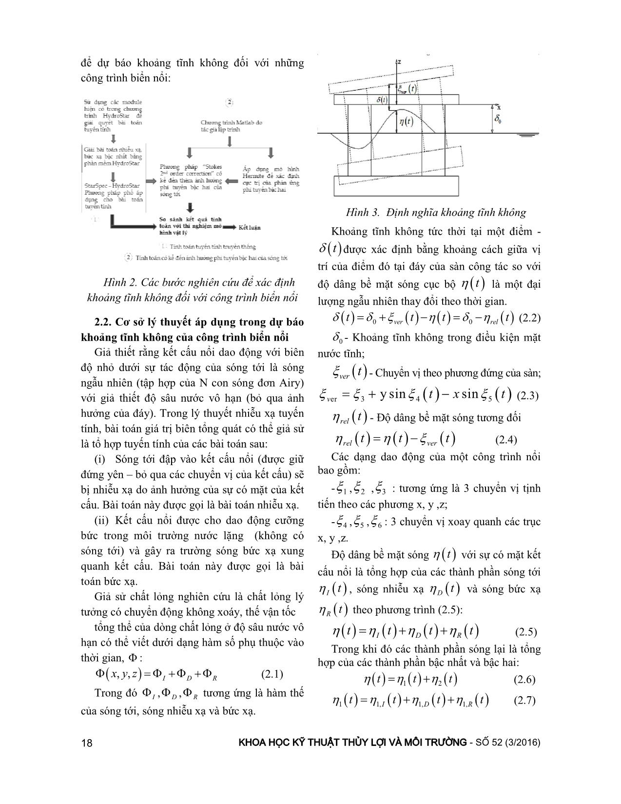 Nghiên cứu dự báo và đánh giá ảnh hưởng của khoảng tĩnh không đối với các công trình biển nổi có kể đến hiệu ứng phi tuyến bậc hai của tải trọng sóng trang 3