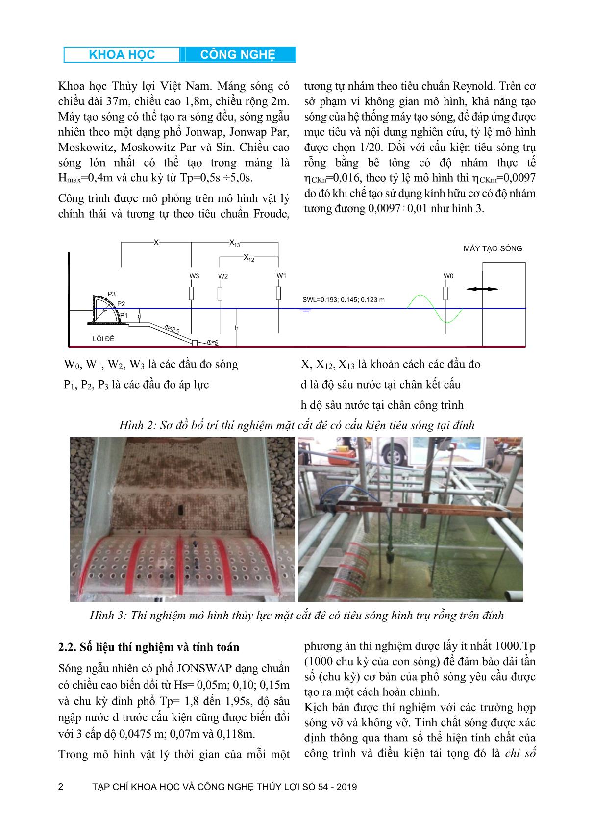 Nghiên cứu sóng tràn và tương tác sóng ở mặt cắt đê biển có kết cấu tiêu sóng trụ rỗng tại đỉnh bằng mô hình vật lý trang 2