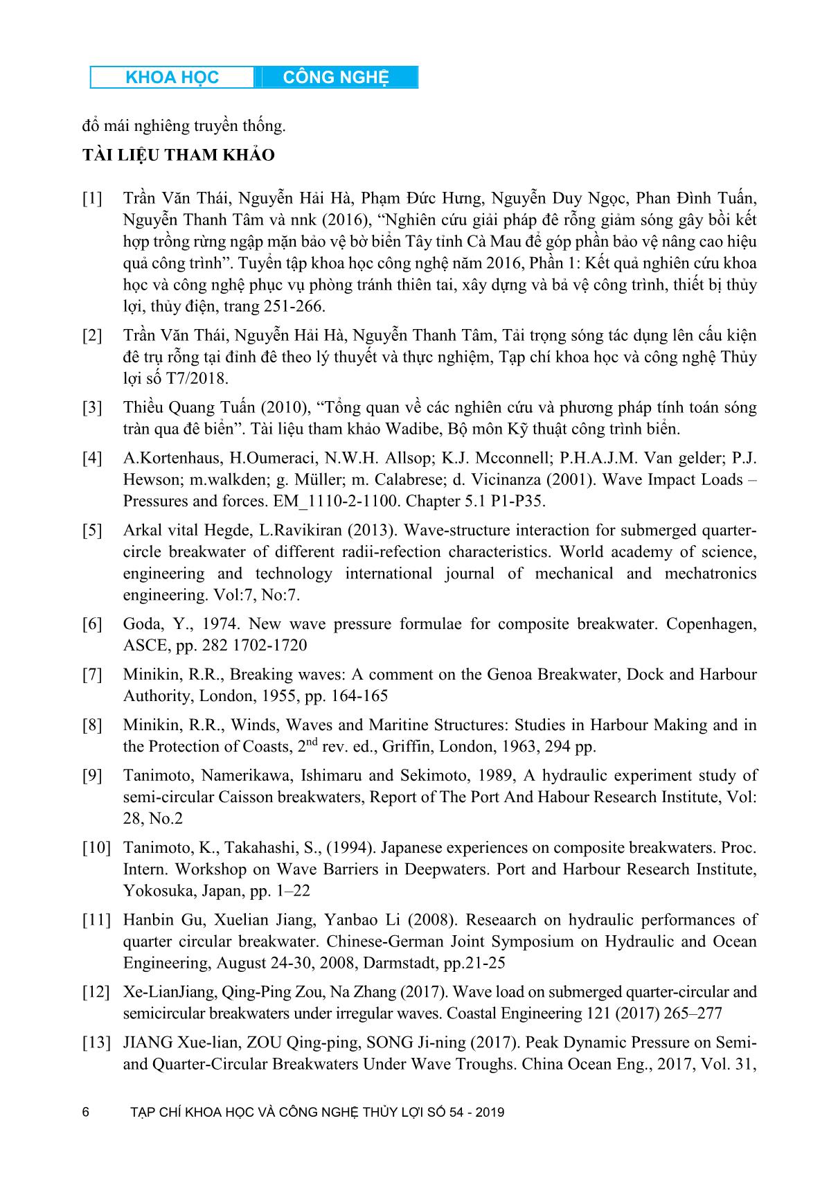 Nghiên cứu sóng tràn và tương tác sóng ở mặt cắt đê biển có kết cấu tiêu sóng trụ rỗng tại đỉnh bằng mô hình vật lý trang 6