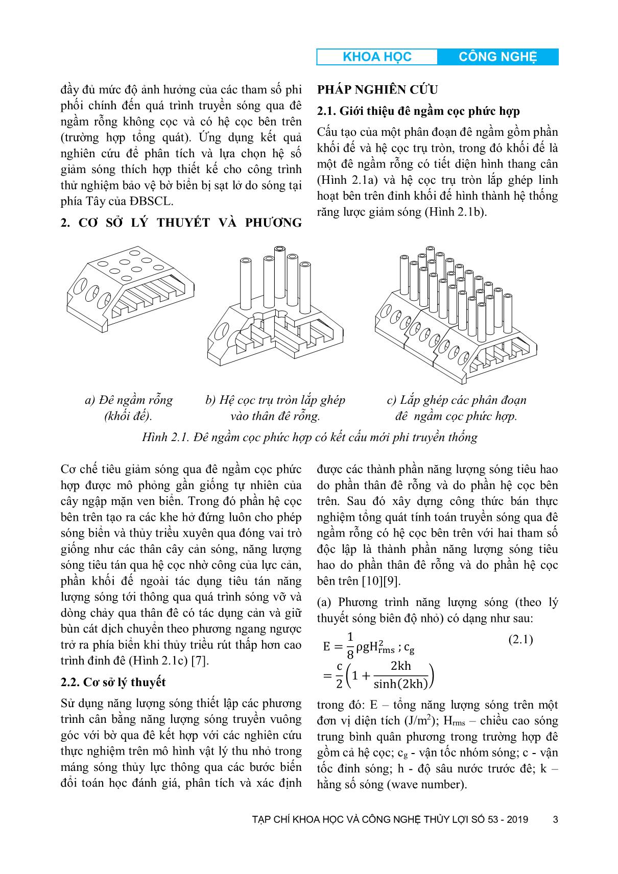 Nghiên cứu xây dựng công thức bán thực nghiệm tính toán hệ số truyền sóng qua đê ngầm cọc có cấu tạo phức hợp trang 3