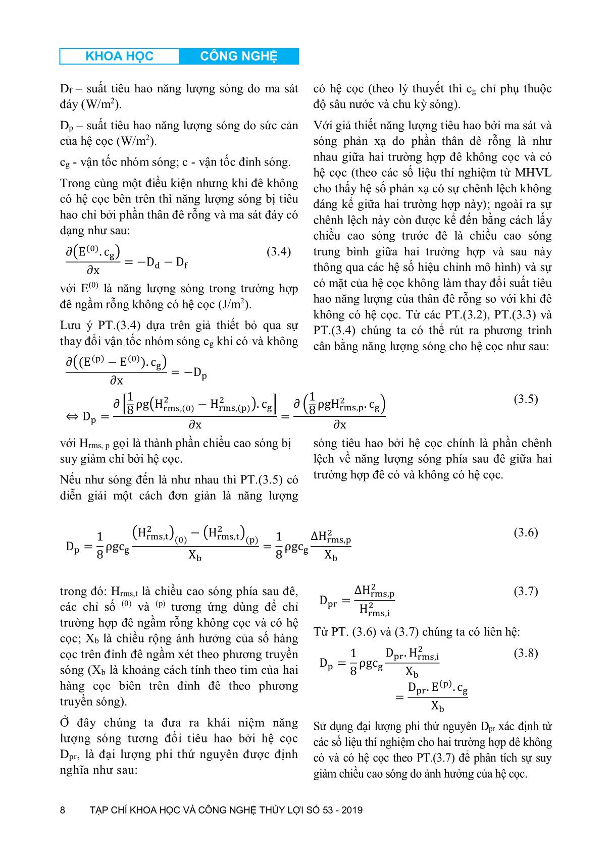 Nghiên cứu xây dựng công thức bán thực nghiệm tính toán hệ số truyền sóng qua đê ngầm cọc có cấu tạo phức hợp trang 8