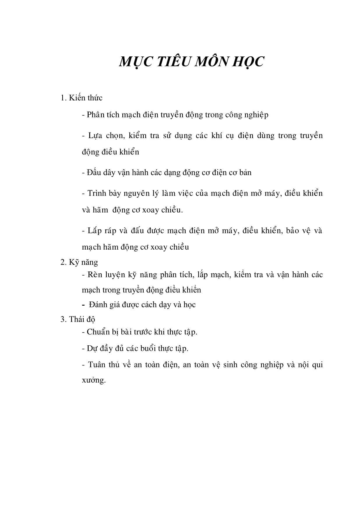 Giáo trình Công nghệ kỹ thuật điện. Điện tử - Thực tập điện công nghiệp (Phần 1) trang 9