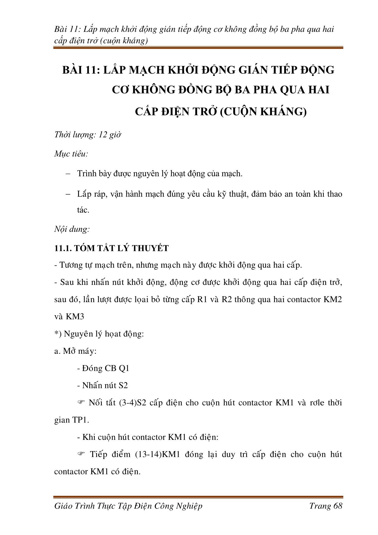 Giáo trình Công nghệ kỹ thuật điện. Điện tử - Thực tập điện công nghiệp (Phần 2) trang 1