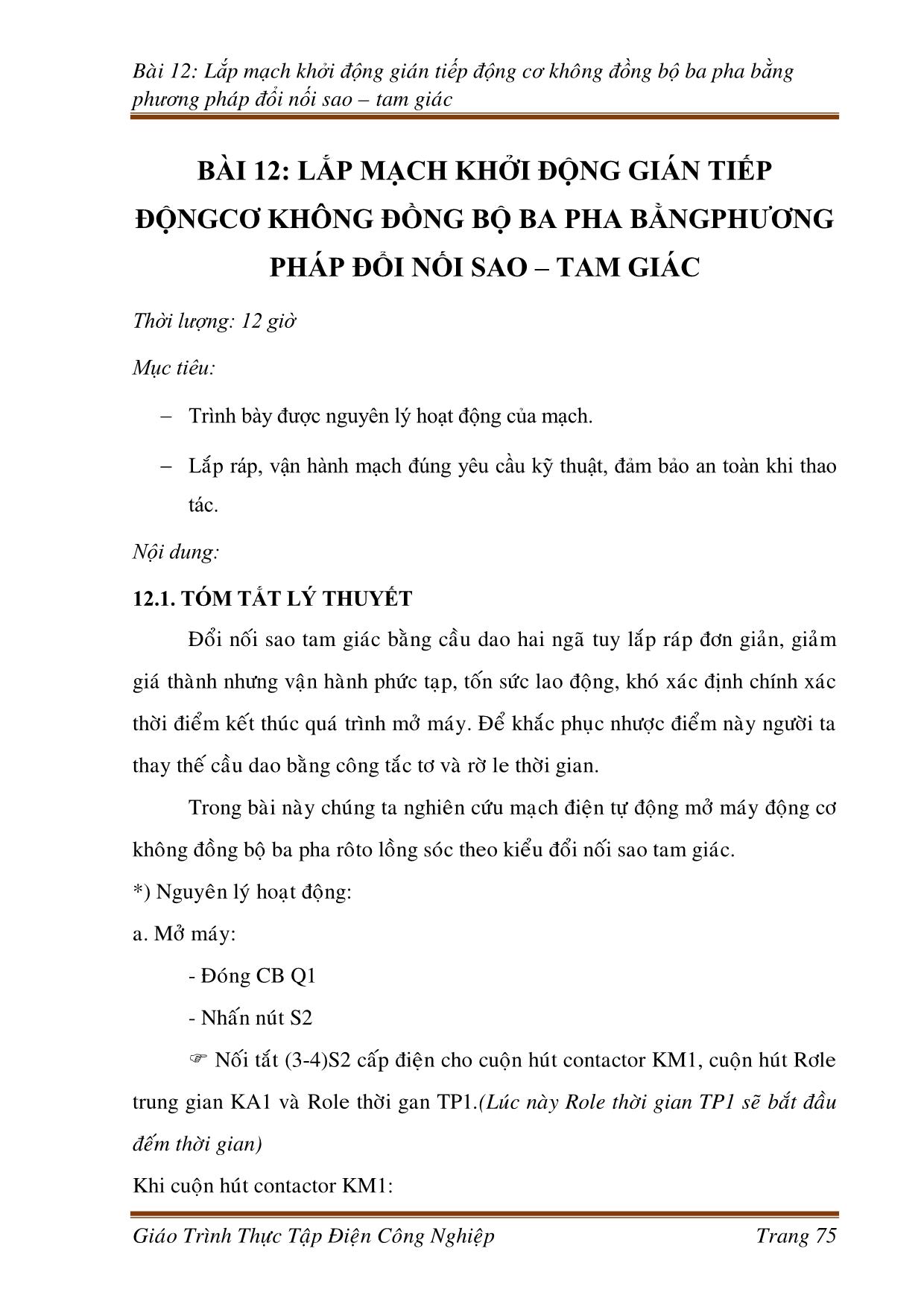 Giáo trình Công nghệ kỹ thuật điện. Điện tử - Thực tập điện công nghiệp (Phần 2) trang 8