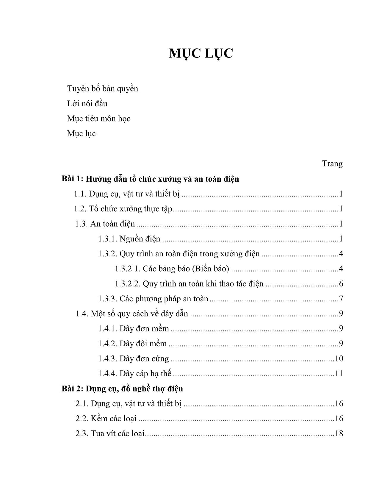 Giáo trình Công nghệ kỹ thuật điện. Điện tử - Thực tập điện dân dụng trang 4