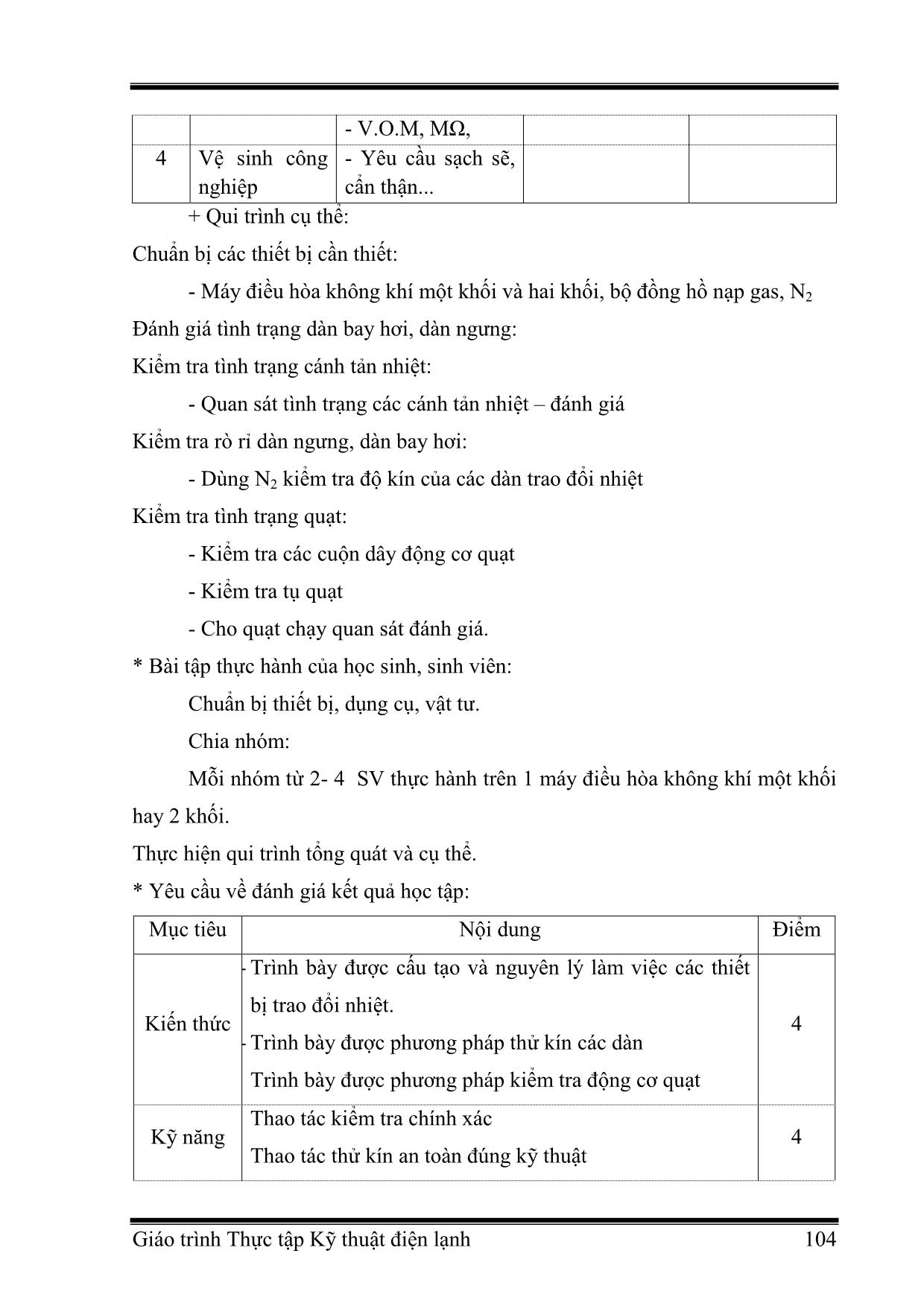 Giáo trình Công nghệ kỹ thuật điện. Điện tử - Thực tập kỹ thuật điện lạnh (Phần 2) trang 10