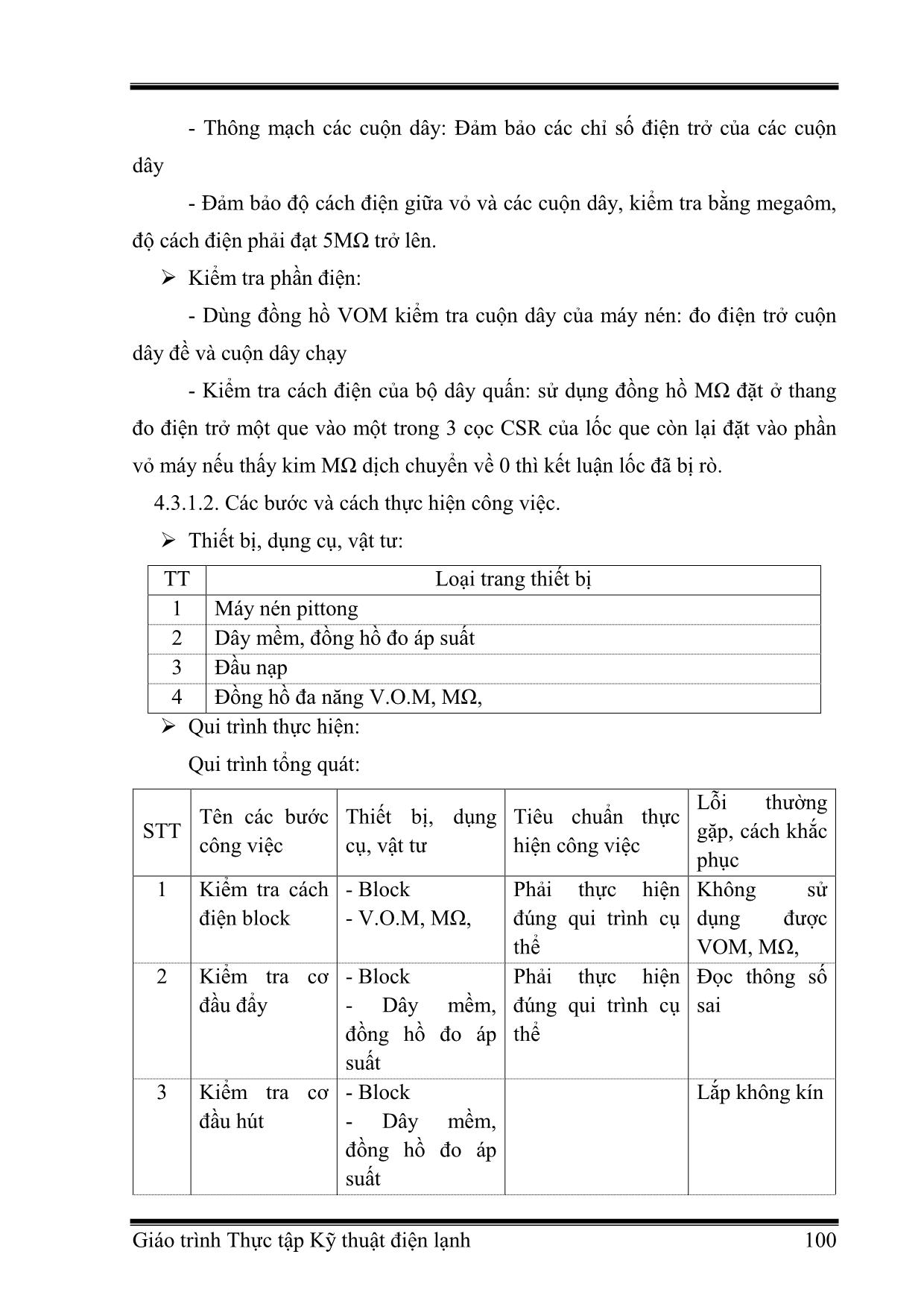 Giáo trình Công nghệ kỹ thuật điện. Điện tử - Thực tập kỹ thuật điện lạnh (Phần 2) trang 6