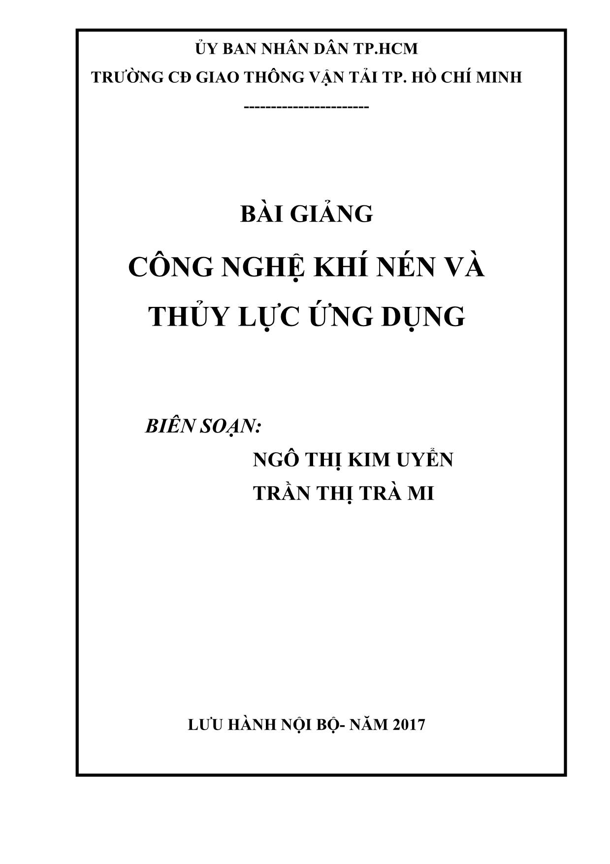 Giáo trình Công nghệ khí nén và thủy lực ứng dụng trang 1