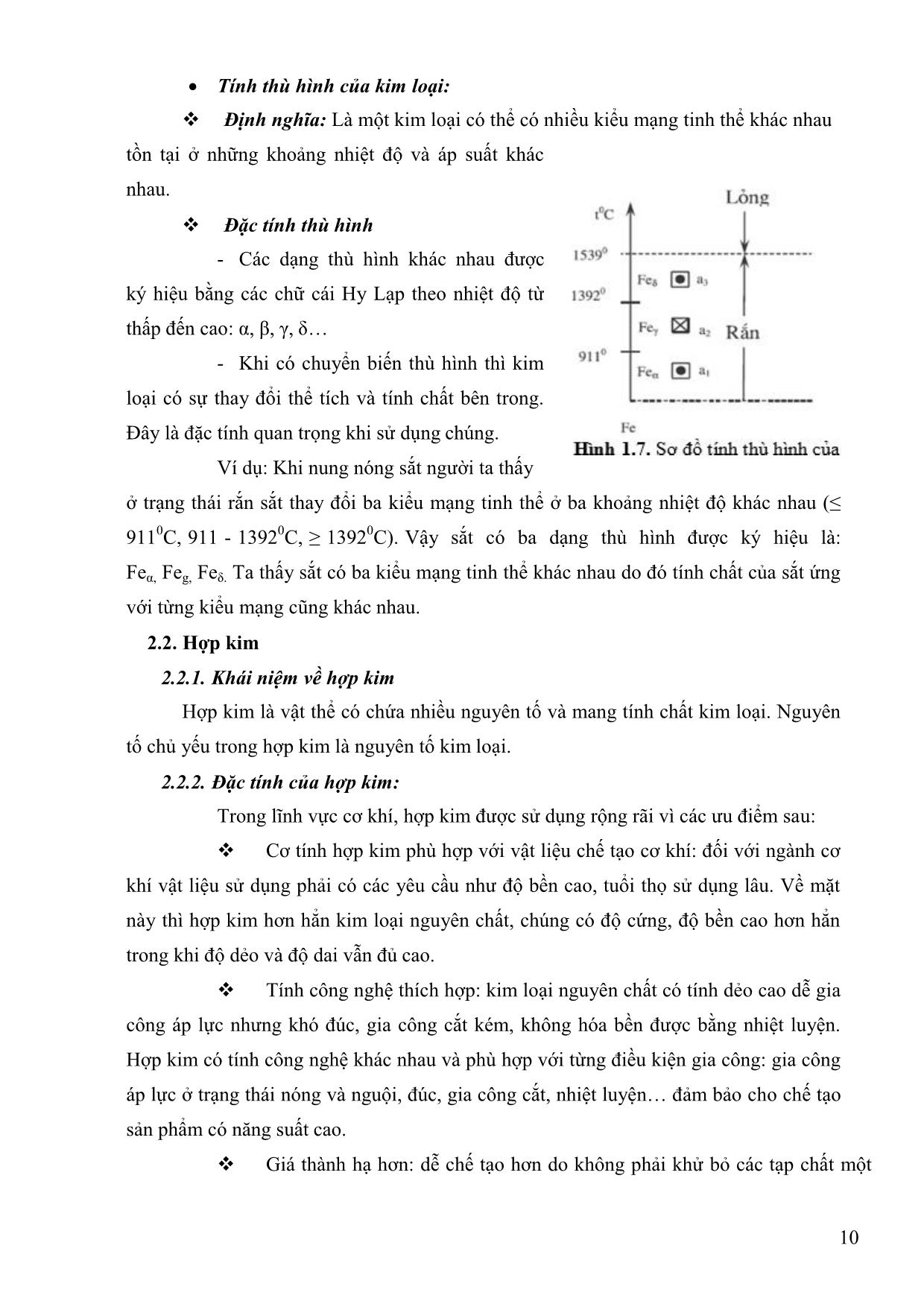 Giáo trình Vật liệu và công nghệ kim loại trang 10