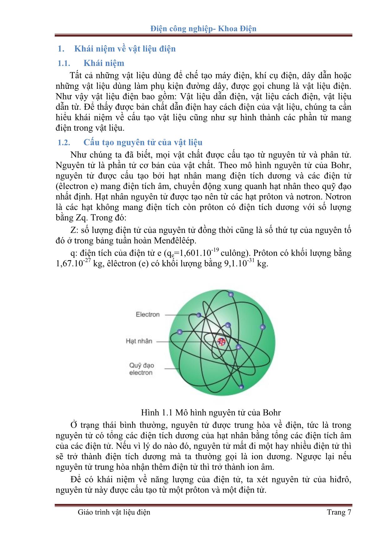 Giáo trình Điện công nghiệp - Vật liệu điện trang 7