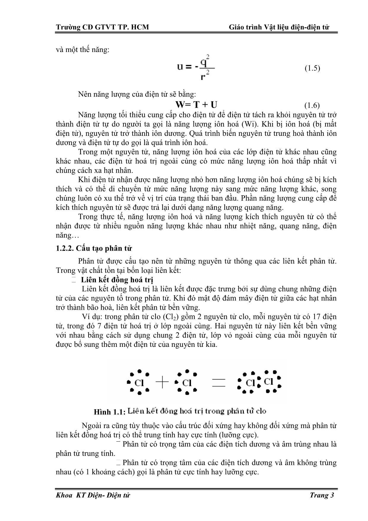 Giáo trình Vật liệu điện. Điện tử (Phần 1) trang 6