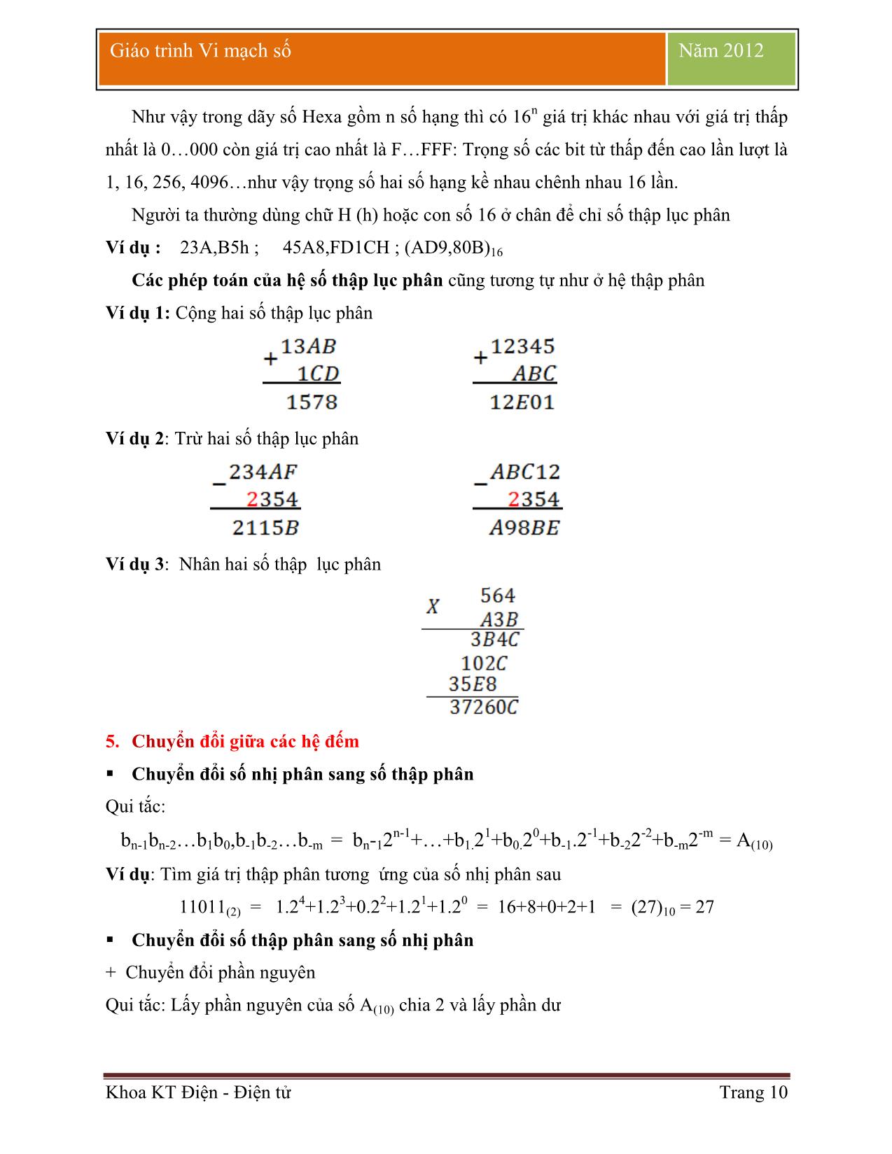 Giáo trình Vi mạch số (Phần 1) trang 10