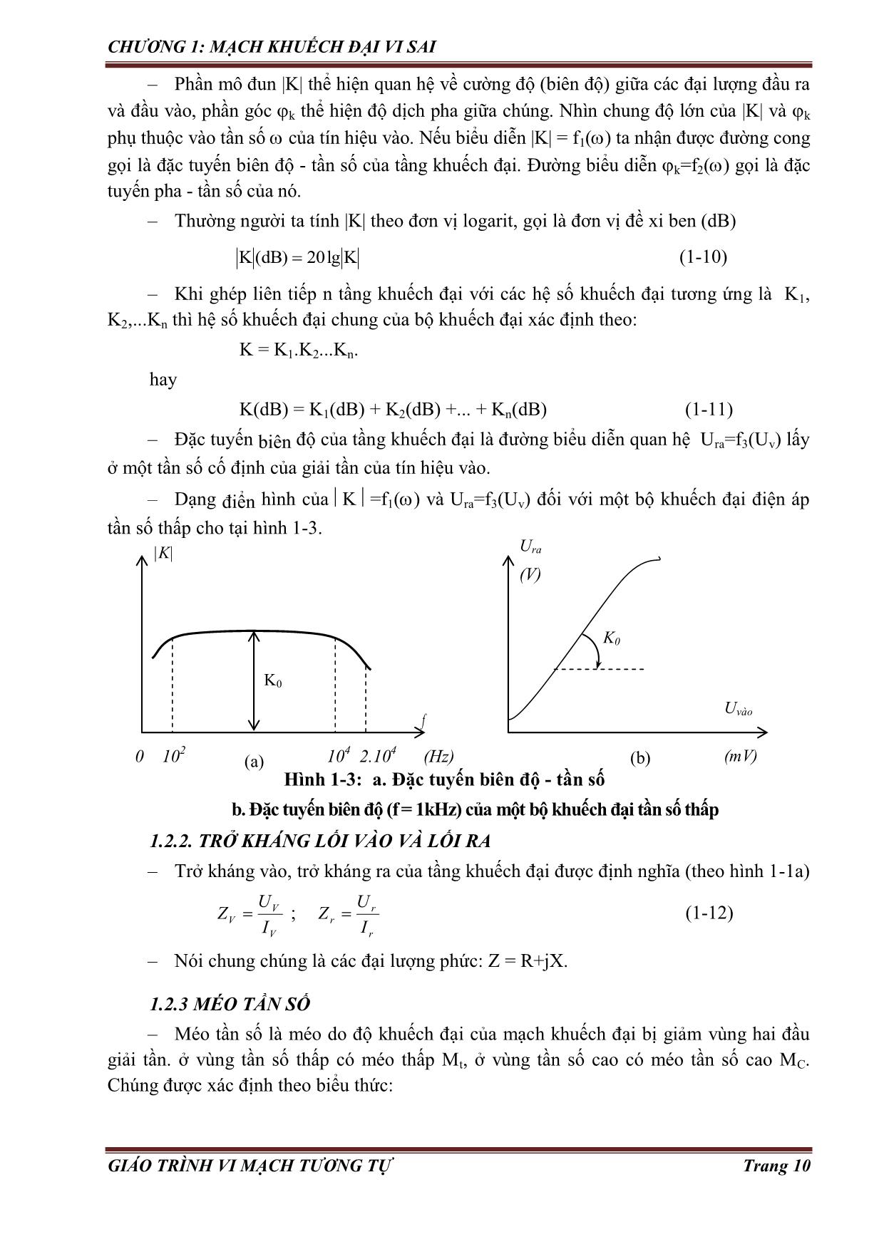 Giáo trình Vi mạch tương tự (Phần 1) trang 10