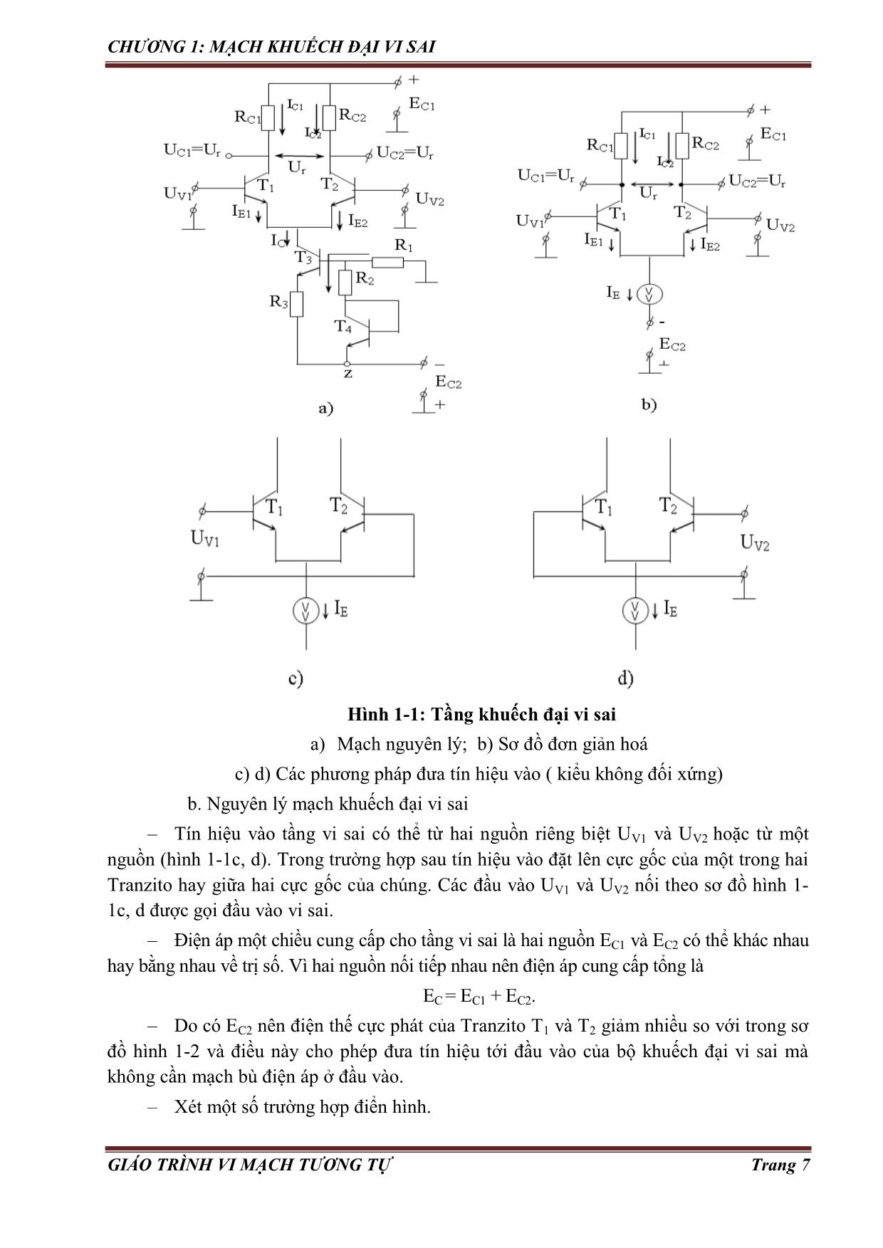 Giáo trình Vi mạch tương tự (Phần 1) trang 7