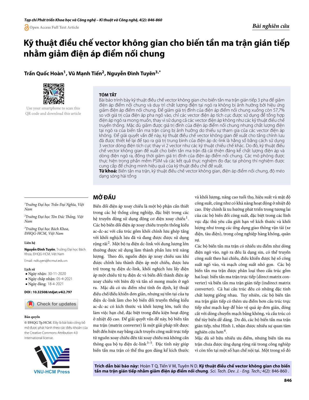 Kỹ thuật điều chế vector không gian cho biến tần ma trận gián tiếp nhằm giảm điện áp điểm nối chung trang 1