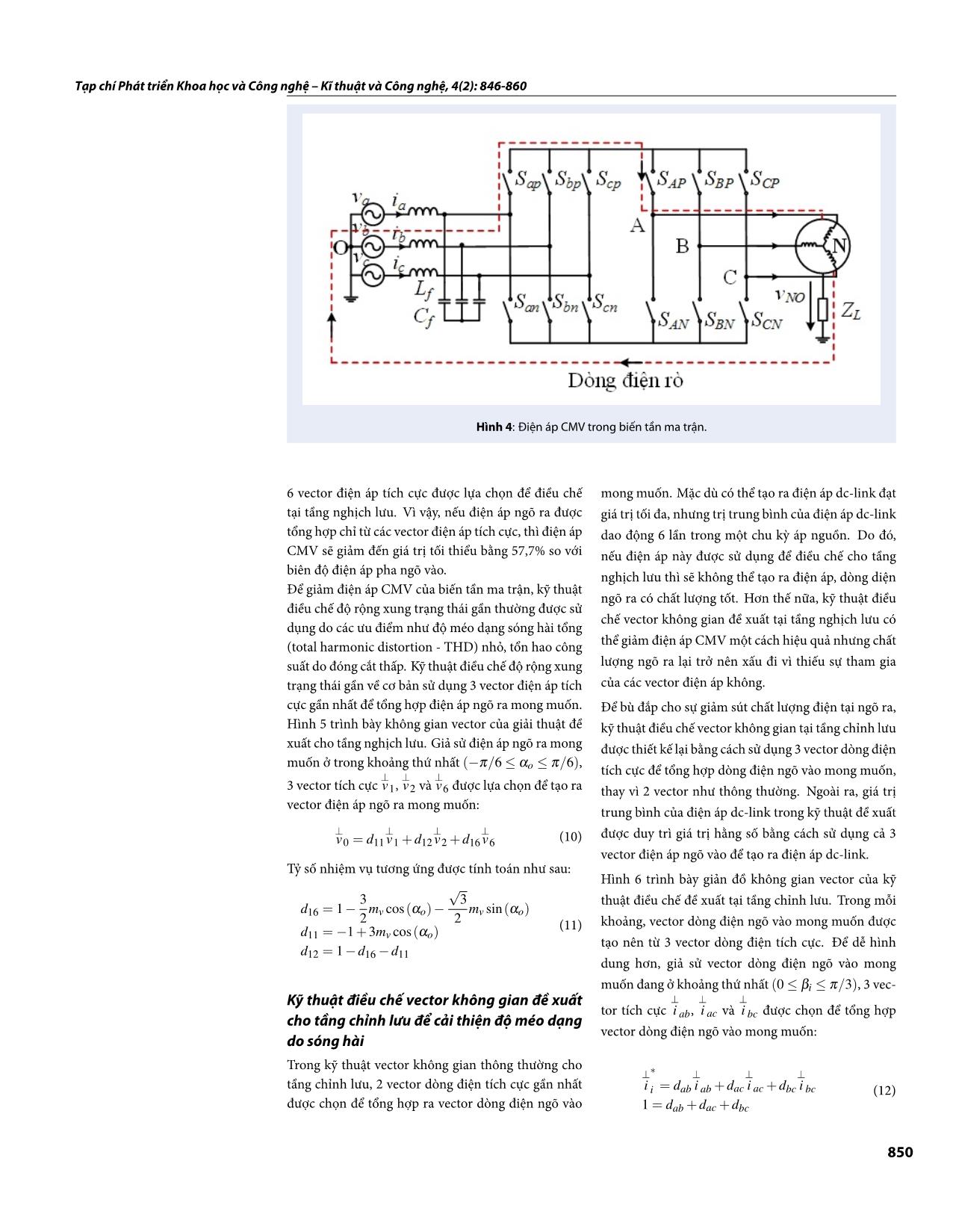 Kỹ thuật điều chế vector không gian cho biến tần ma trận gián tiếp nhằm giảm điện áp điểm nối chung trang 5