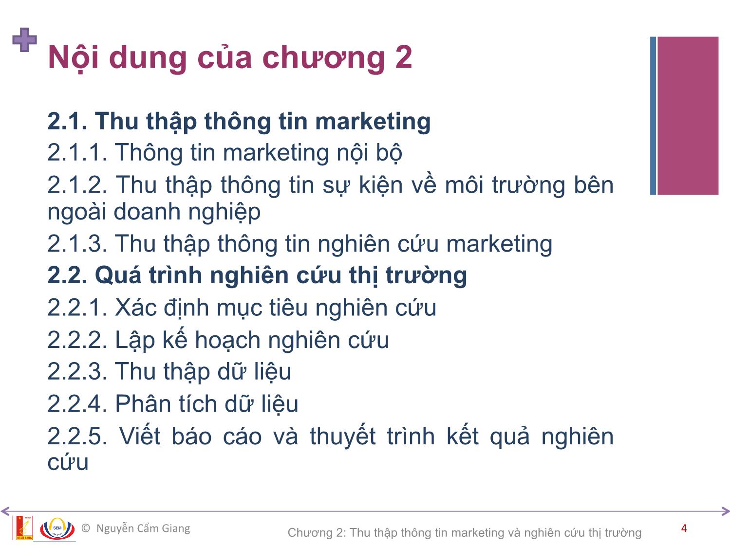 Bài giảng Marketing căn bản - Chương 2: Thu thập thông tin marketing và nghiên cứu thị trường - Nguyễn Cẩm Giang trang 4