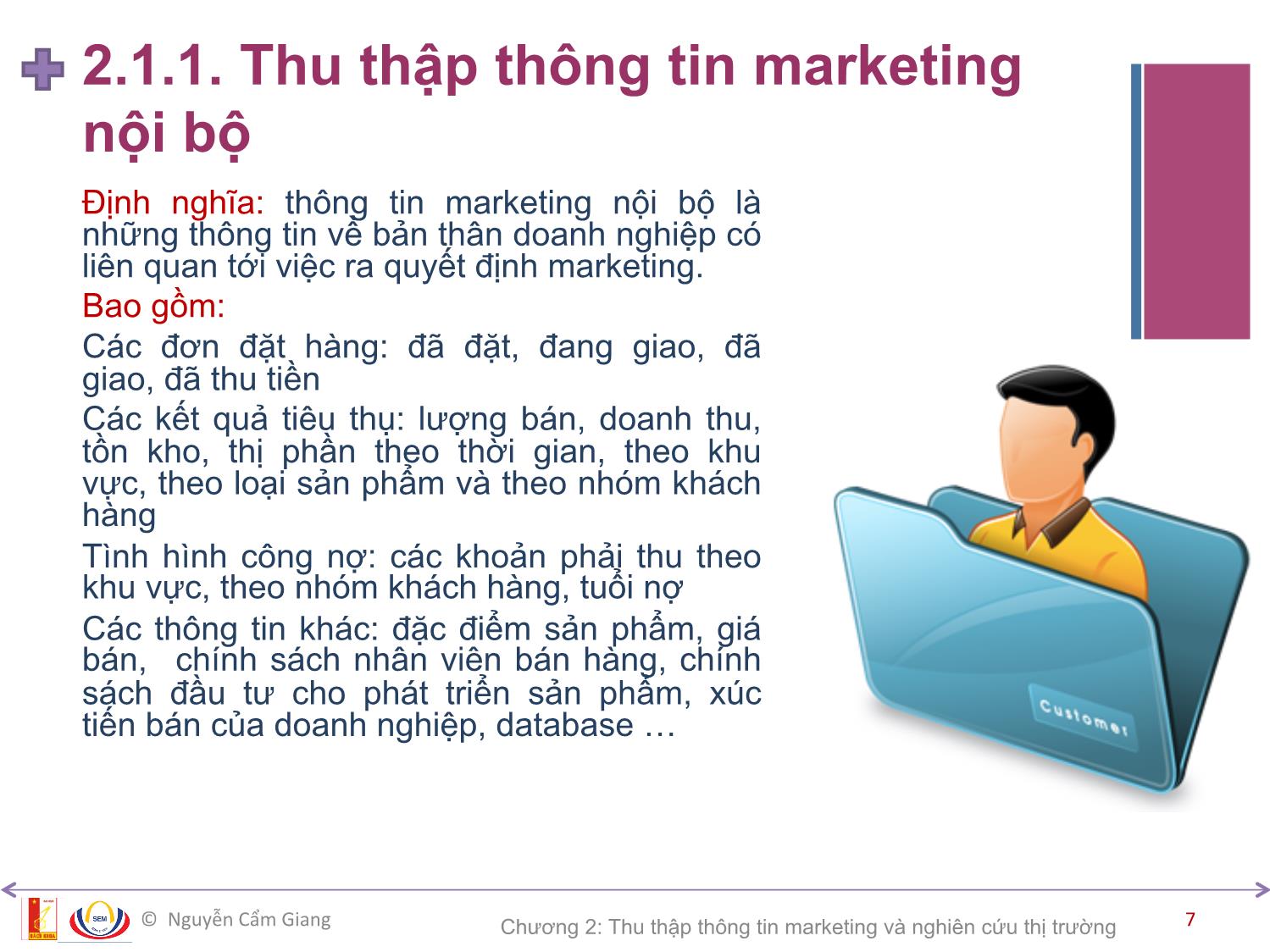 Bài giảng Marketing căn bản - Chương 2: Thu thập thông tin marketing và nghiên cứu thị trường - Nguyễn Cẩm Giang trang 7