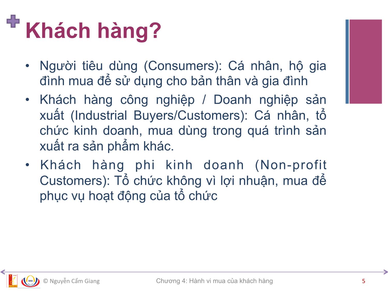 Bài giảng Marketing căn bản - Chương 4: Hành vi mua của khách hàng - Nguyễn Cẩm Giang trang 5