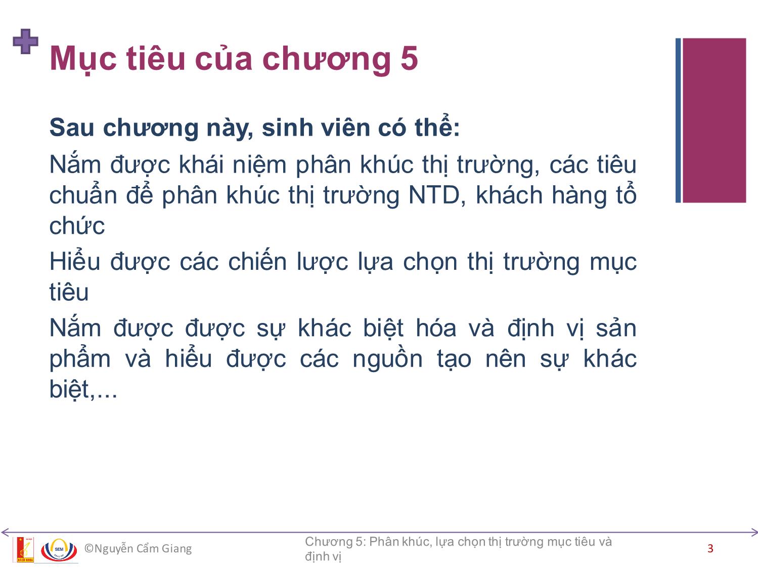 Bài giảng Marketing căn bản - Chương 5: Phân khúc, lựa chọn thị trường mục tiêu và định vị - Nguyễn Cẩm Giang trang 3