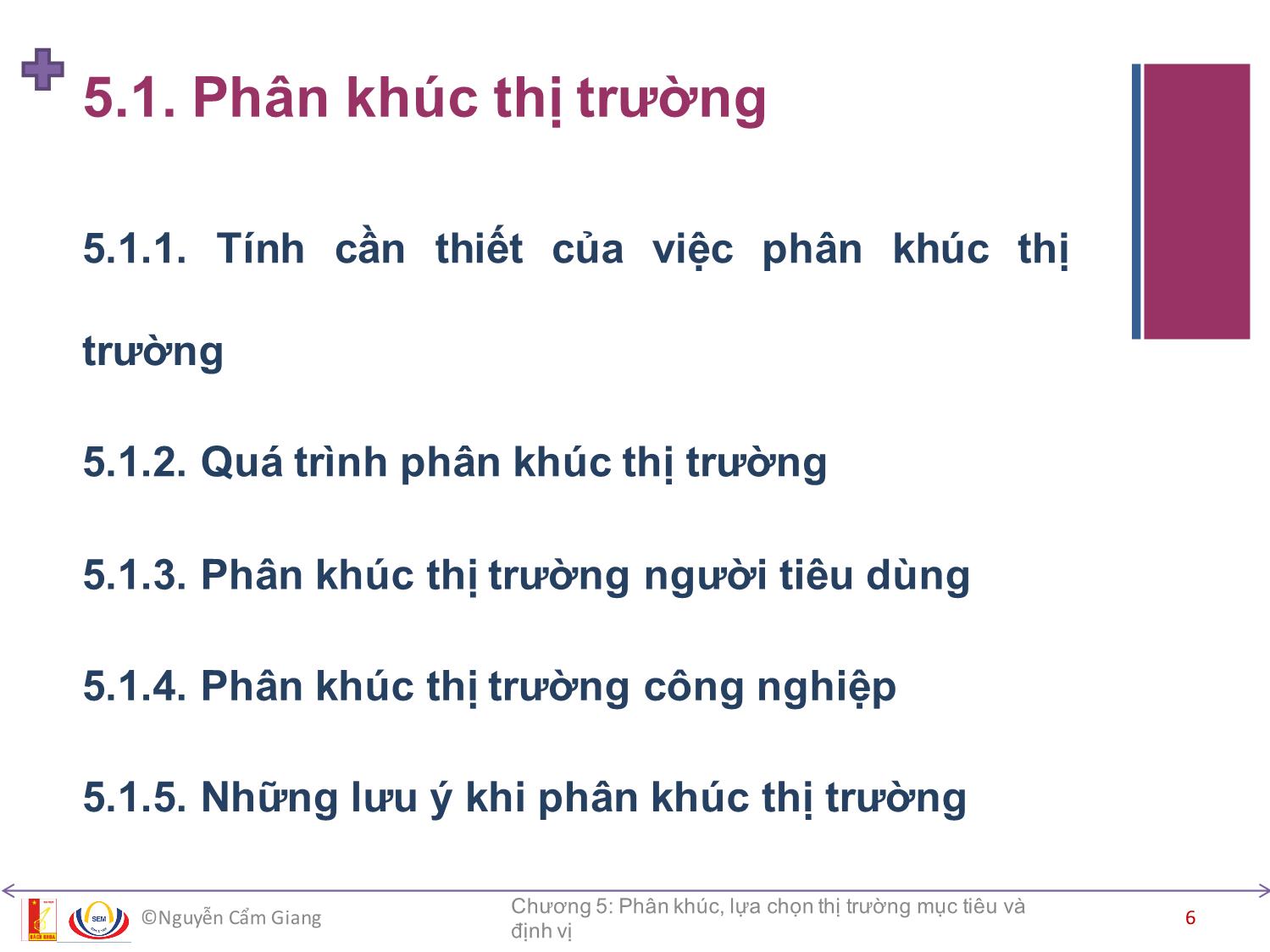 Bài giảng Marketing căn bản - Chương 5: Phân khúc, lựa chọn thị trường mục tiêu và định vị - Nguyễn Cẩm Giang trang 6