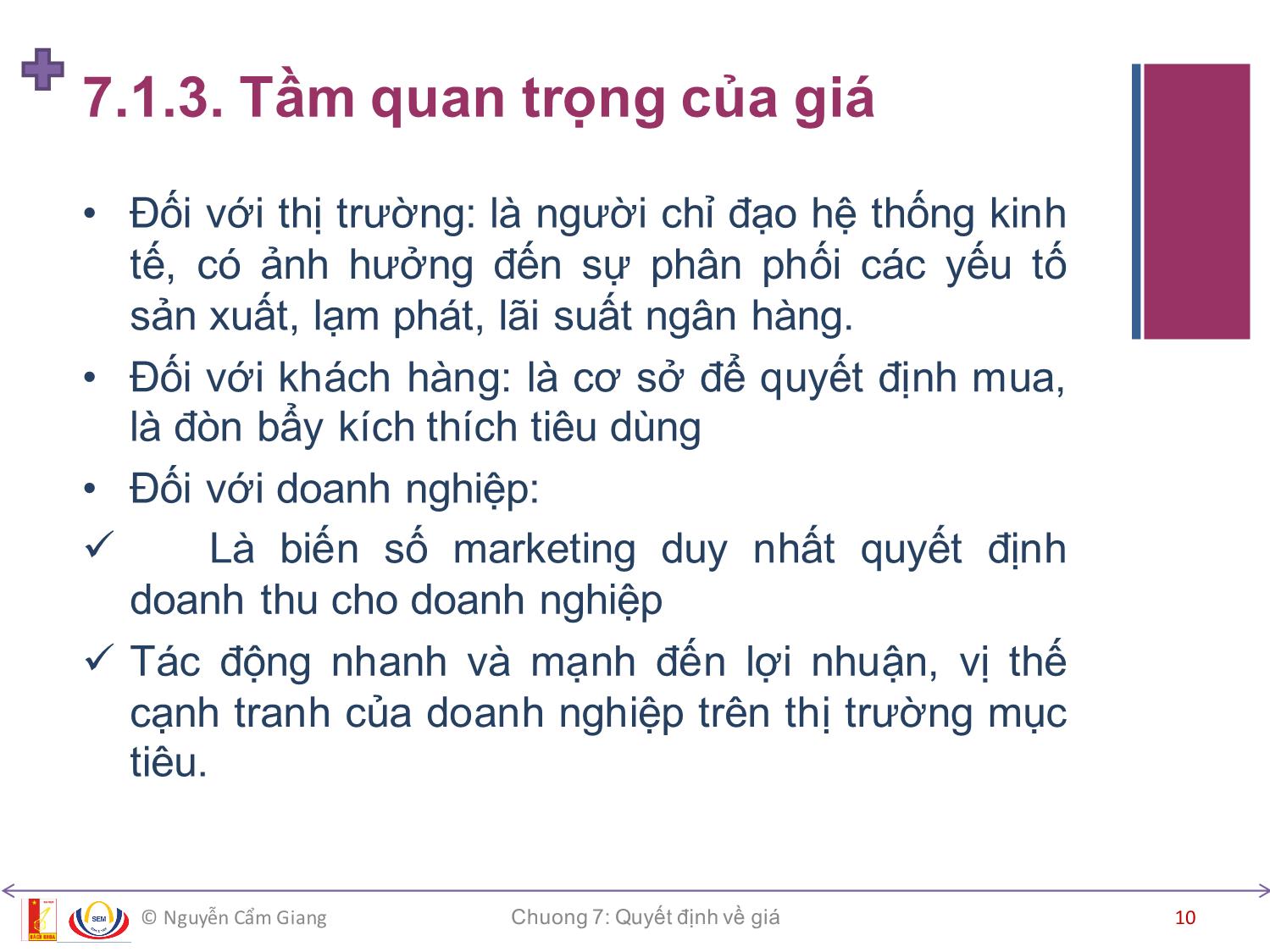 Bài giảng Marketing căn bản - Chương 7: Quyết định về giá - Nguyễn Cẩm Giang trang 10