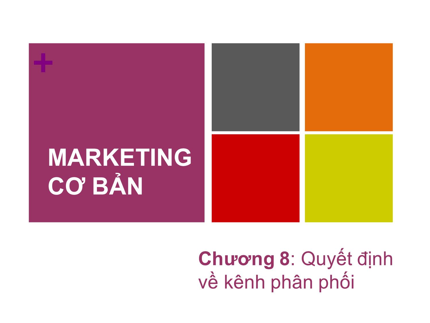 Bài giảng Marketing căn bản - Chương 8: Quyết định về kênh phân phối - Nguyễn Cẩm Giang trang 2