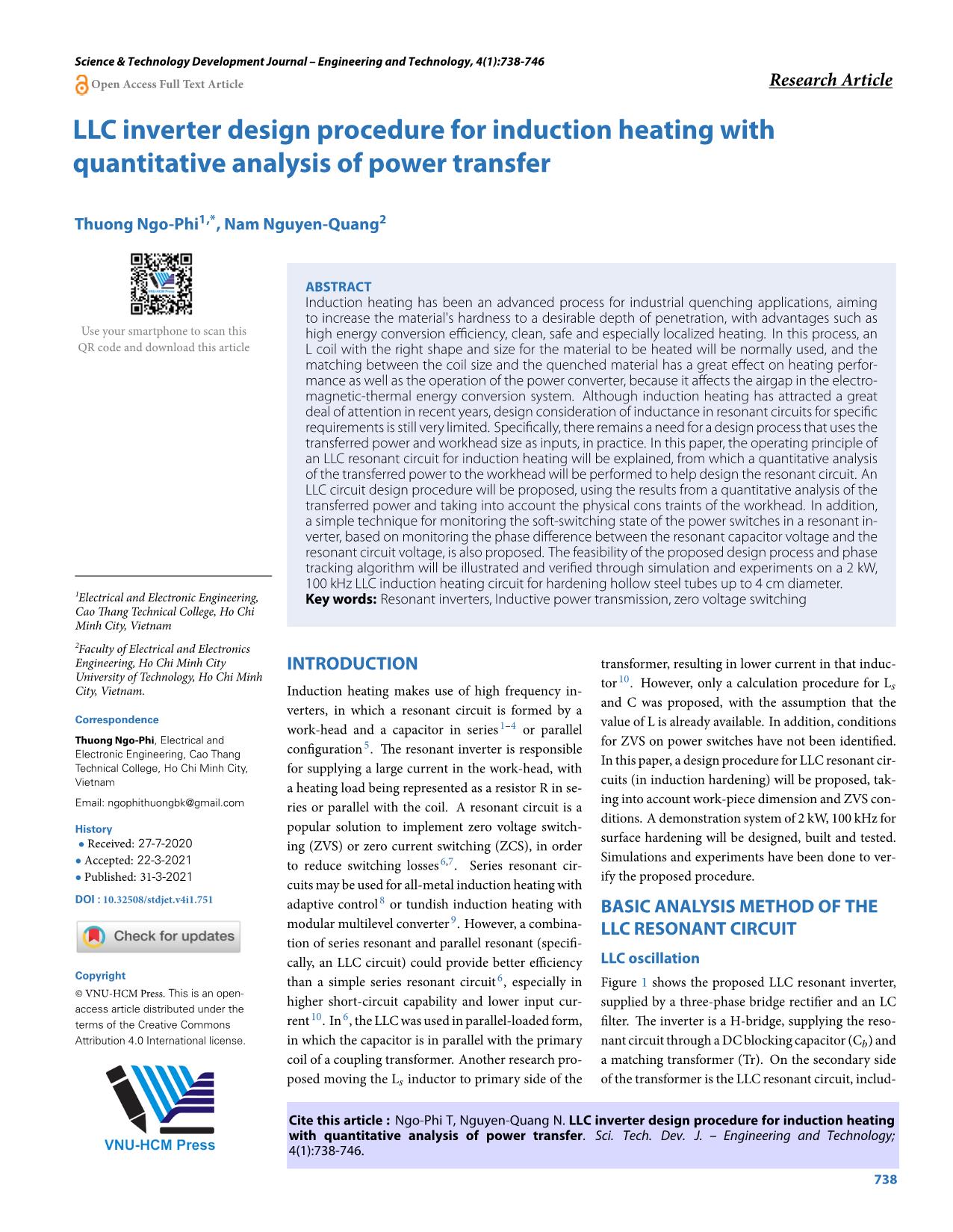 LLC inverter design procedure for induction heating with quantitative analysis of power transfer trang 1